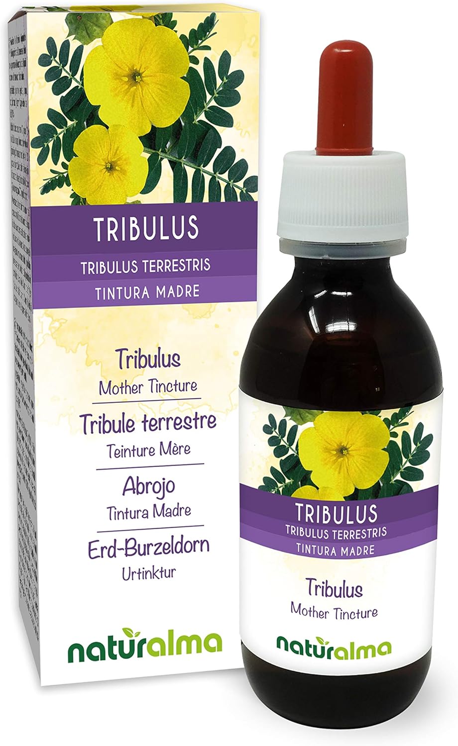 Abrojo (Tribulus terrestris) frutos Tintura Madre sin alcohol Naturalma | Extracto líquido gotas 120 ml | Complemento alimenticio | Vegano
