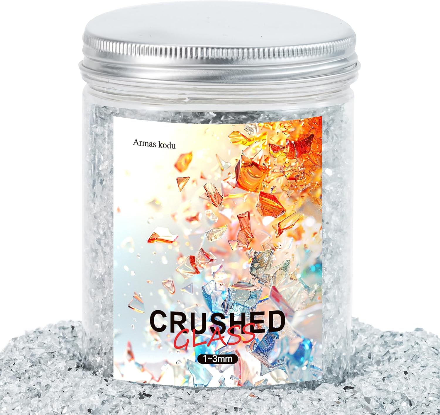 Crystal Clear Fine Crushed Glass for Resin Art & Crafts | 1–3mm Decorative Glass Sand, 1.5 lb Broken Glass Pieces for DIY Epoxy Tumblers, Coasters, Vase Filler & Home Decor