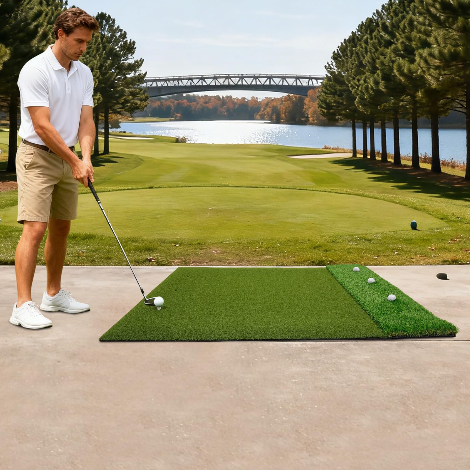 Alfombra de golf Eva, esterilla de práctica de golf con 6 agujeros para té, 3 tees, 9 pelotas, esterilla de putting para casa, balcón, exterior, ejercicio, 150 x 120 cm