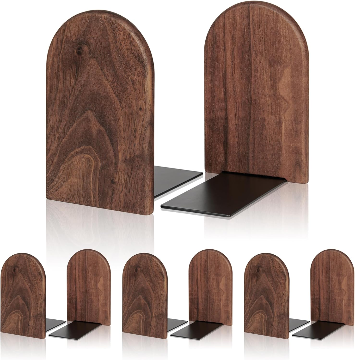Book Ends, 4 Pack Medium Wood Bookends