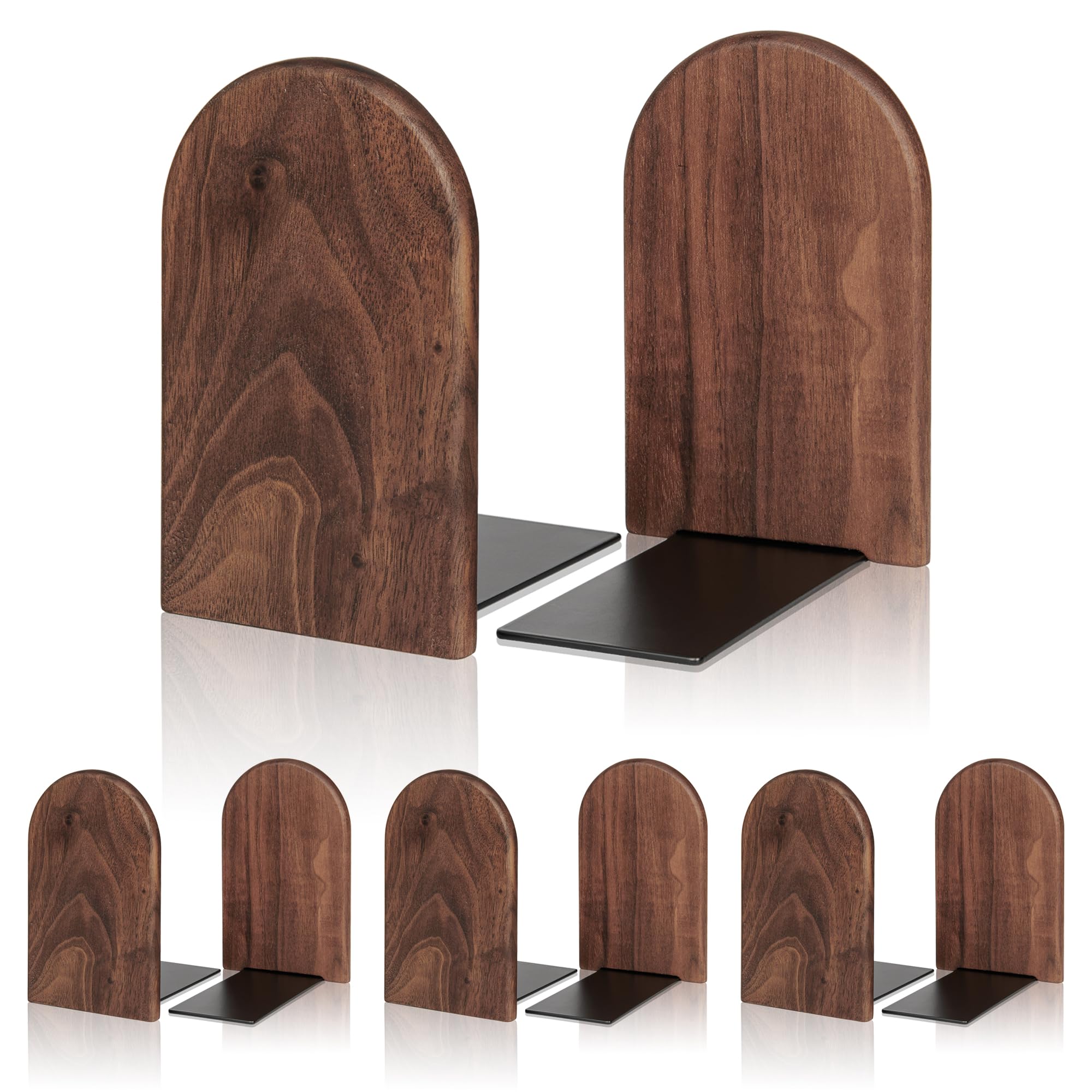 Book Ends,4 Pack Medium Bookends Wood Book Ends Universal Economy Bookend (4, Medium)
