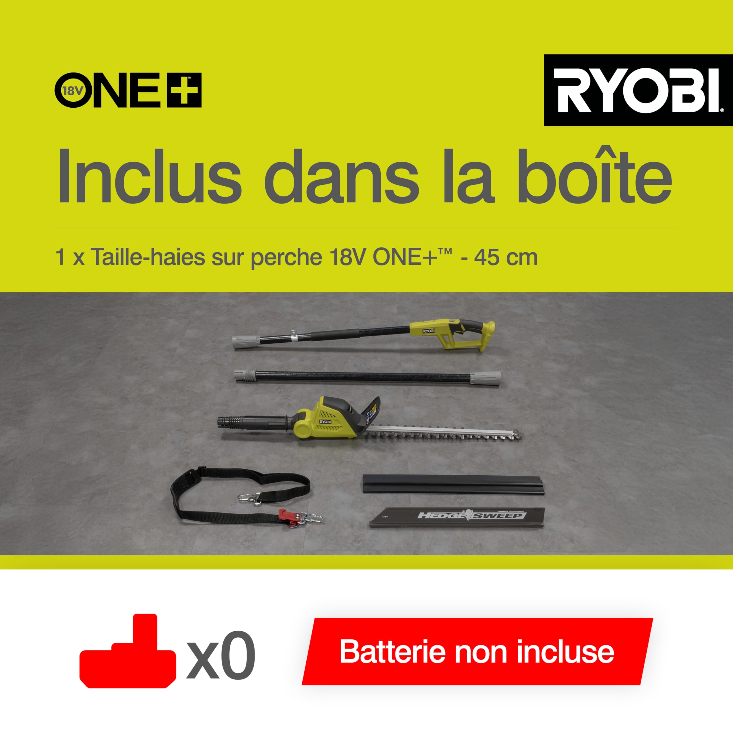 RYOBI - Taille-Haies sur Perche 18 Volts One+™ + Extension (sans Batterie) - OPT1845