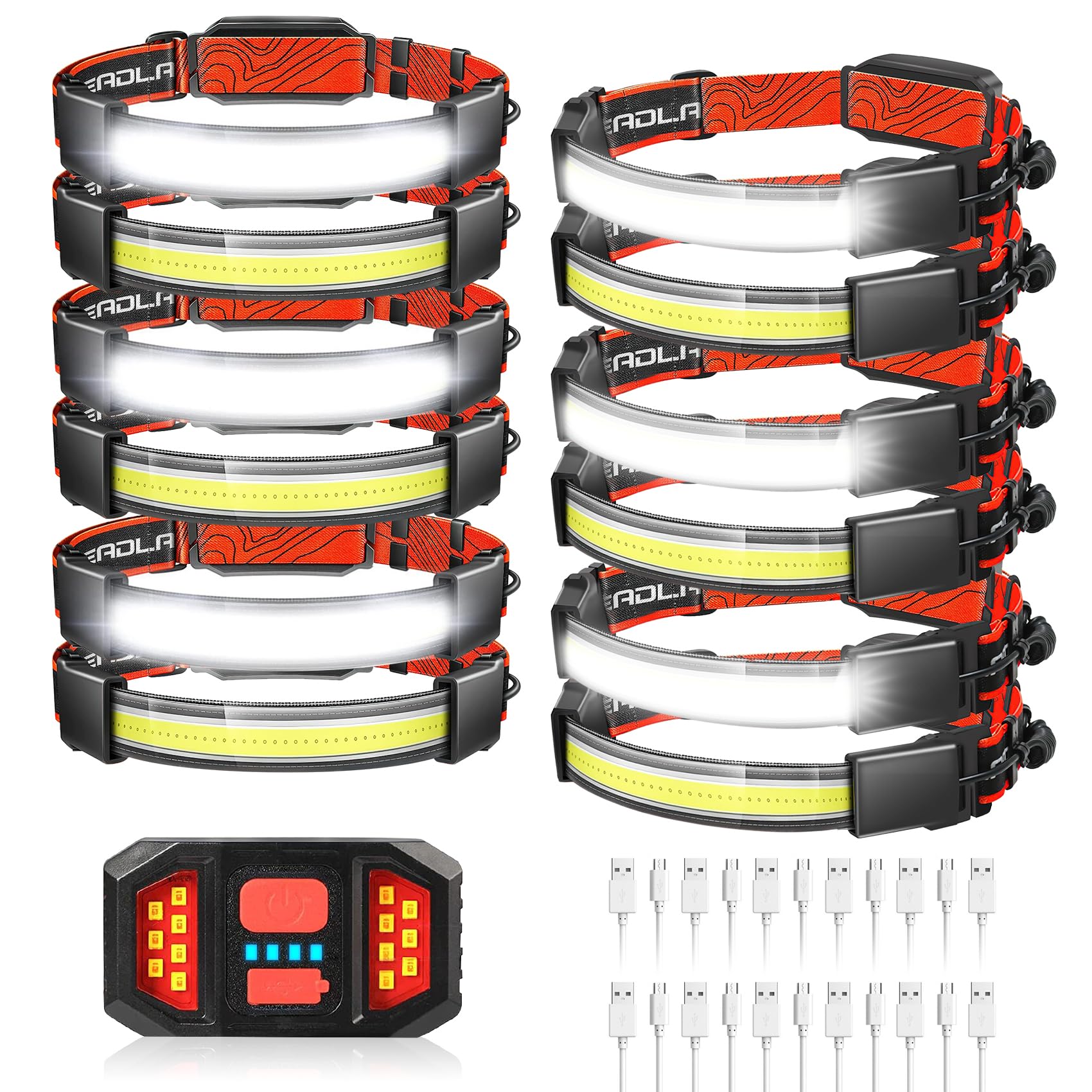 LoTanop 12 Pack Headlamp - High Lumens Rechargeable for Adults - 230° Wide Beam & 3 Modes - Lightweight & Comfortable - for Running, Camping, Hiking, Cycling (2)