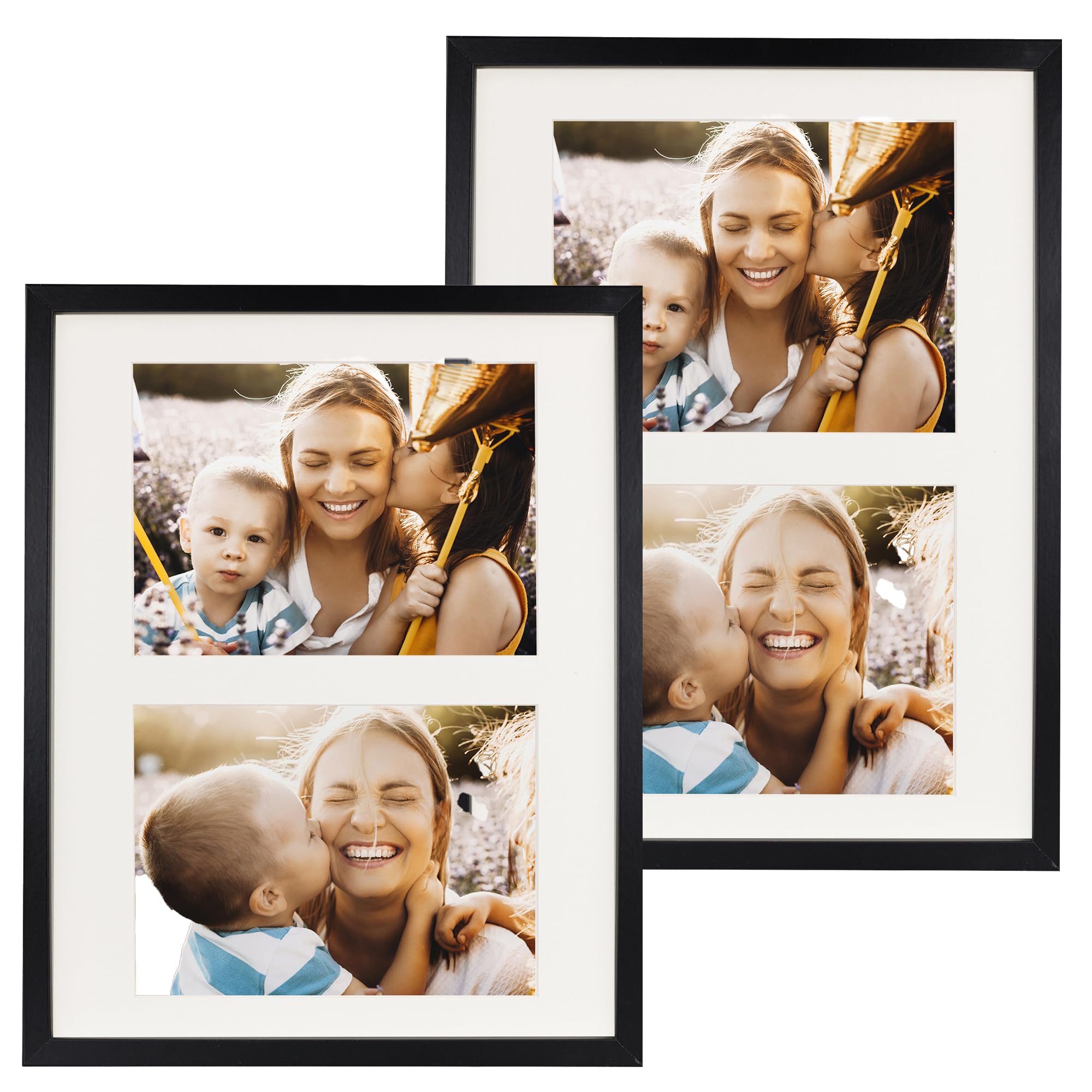 Bd Art Black Set Of 2 Frames 11X14 Inch With Cutout For 2 Photos 5X7 Inch, Solid Mdf Wooden Frame, Unbreakable Plexiglass, For Hanging, Perfect For Photos, Collages, Bedrooms, Double Pack