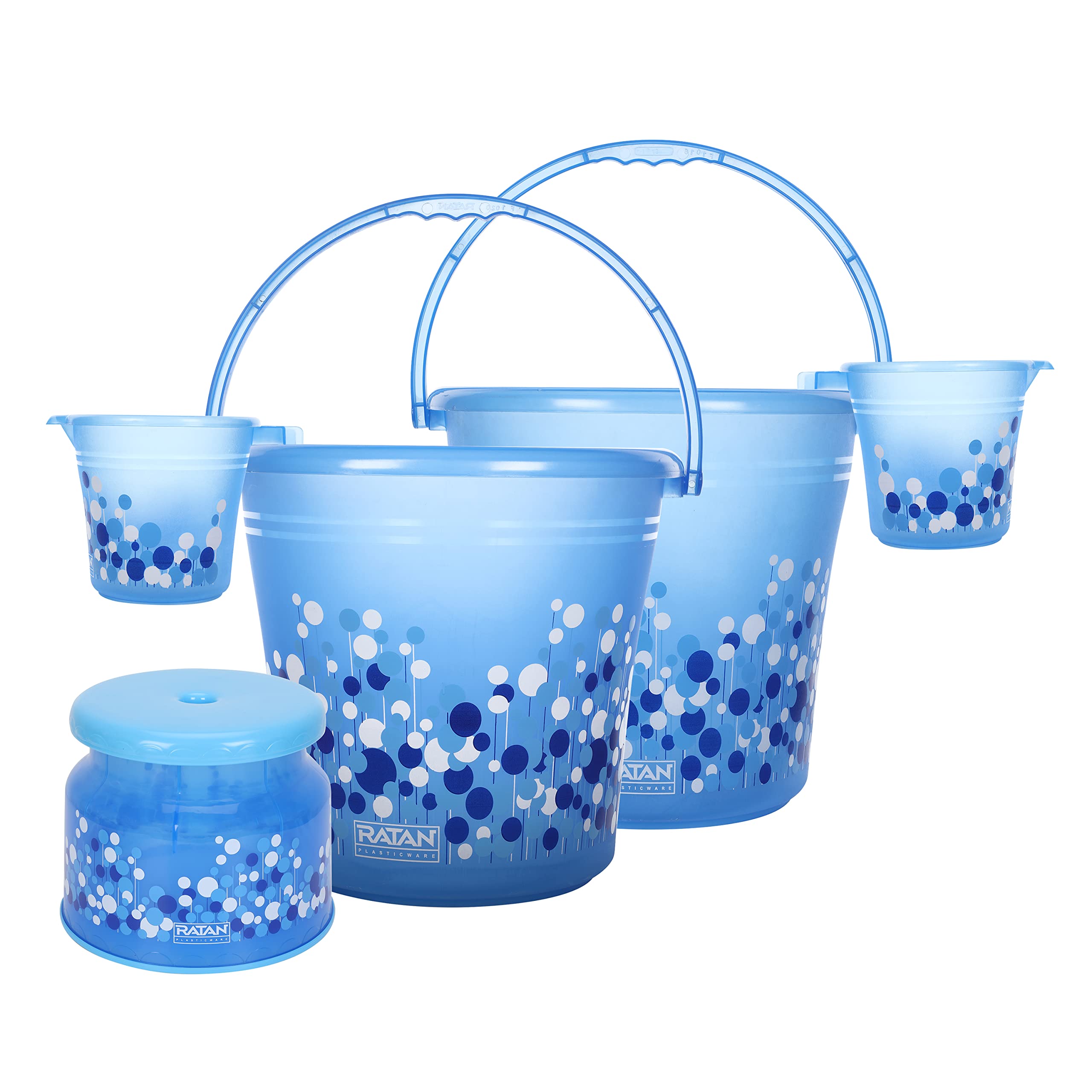 RATAN PLASTICWARE Plastic Bathroom Set of 5 Combo (20L Bucket X 2/1.5L Mug X 2 / Nova Patla Stool 107 X 1) Bath Set for Home, Hotel, Hostel Bubble Print -Blue (B09WJ69SL3) Amazon Price History, Amazon Price Tracker