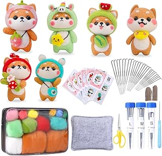 SUVSOON Needle Felting Kit for Beginners, Wool Felting Beginner Kits Includes 6 Pcs Animal Instructions Felting Pad Needle Felting Basic Tools, Complete Needle Felting Tools and Supplies