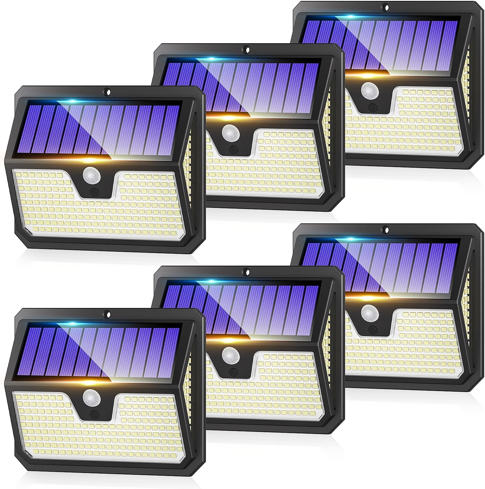 6 Pack Outdoor Solar Lights, 238 LED Solar Security Lights and 3 Modes Motion Sensor 270° Wide Angle Solar Powered Lights IP65 Waterproof Solar Wall Light for Front Door, Yard, Garage, Garden