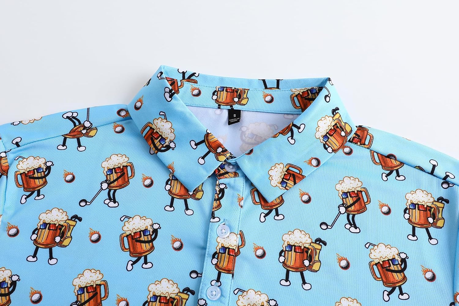Mens Golf Polo Shirts Short Sleeve Dry Fit Print Performance Moisture Wicking Casual Funny Golf Polo Shirts for Men