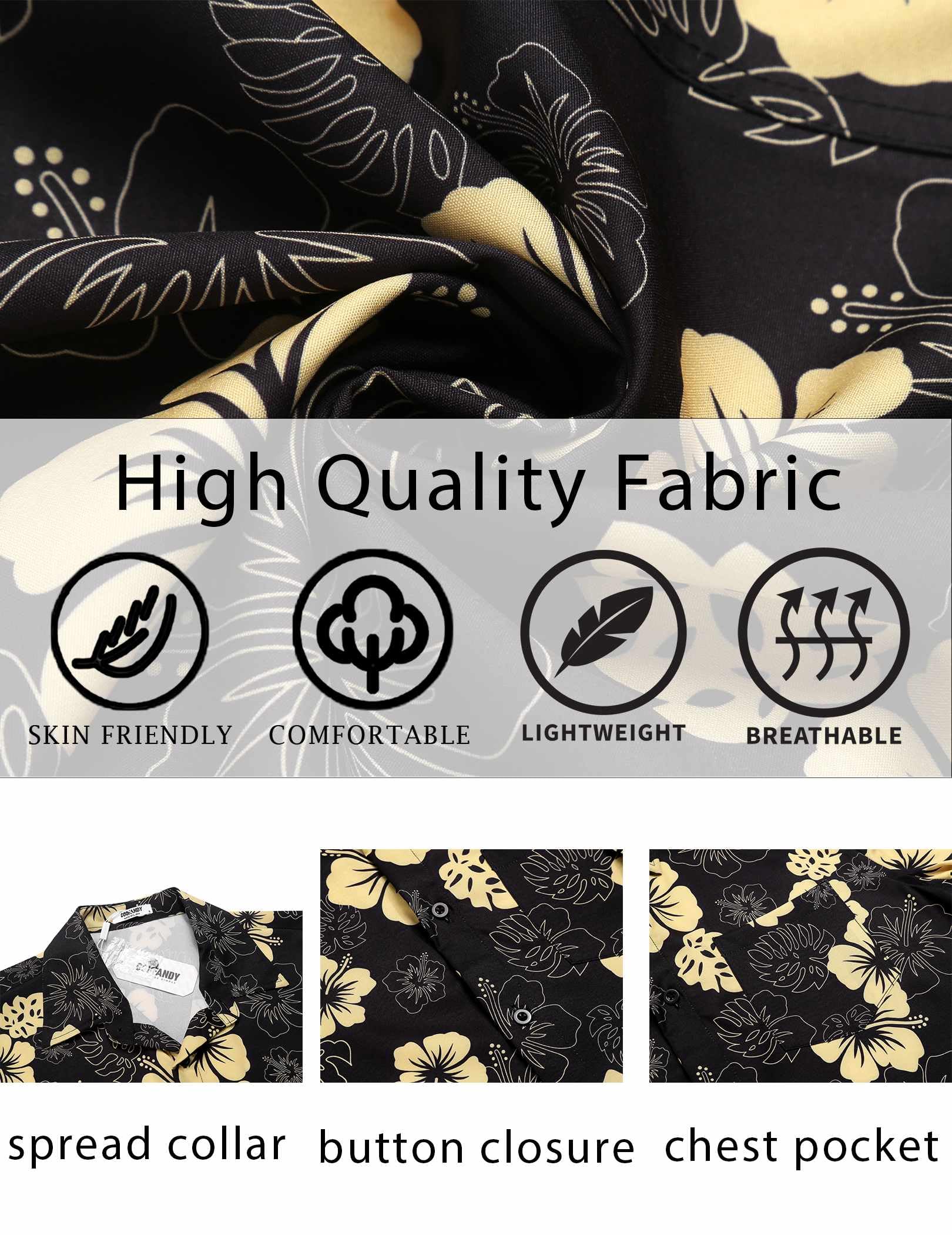 COOFANDY Camicia hawaiana da uomo a maniche corte estiva abbottonata camicie tropicali vacanze spiaggia Aloha camicie con tasca