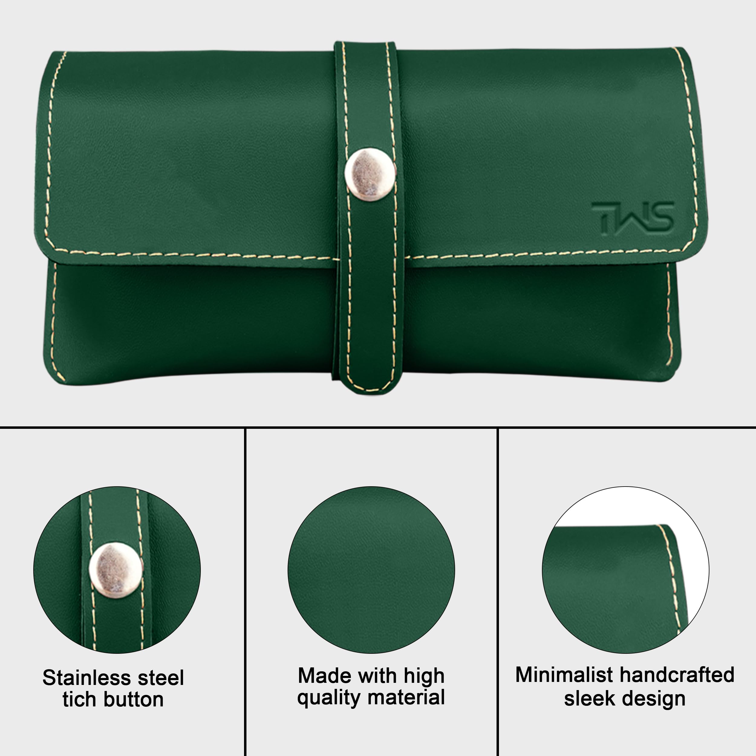 The Wallet Store Leather Eyewear Case for Men & Women Specs Cover - Green
