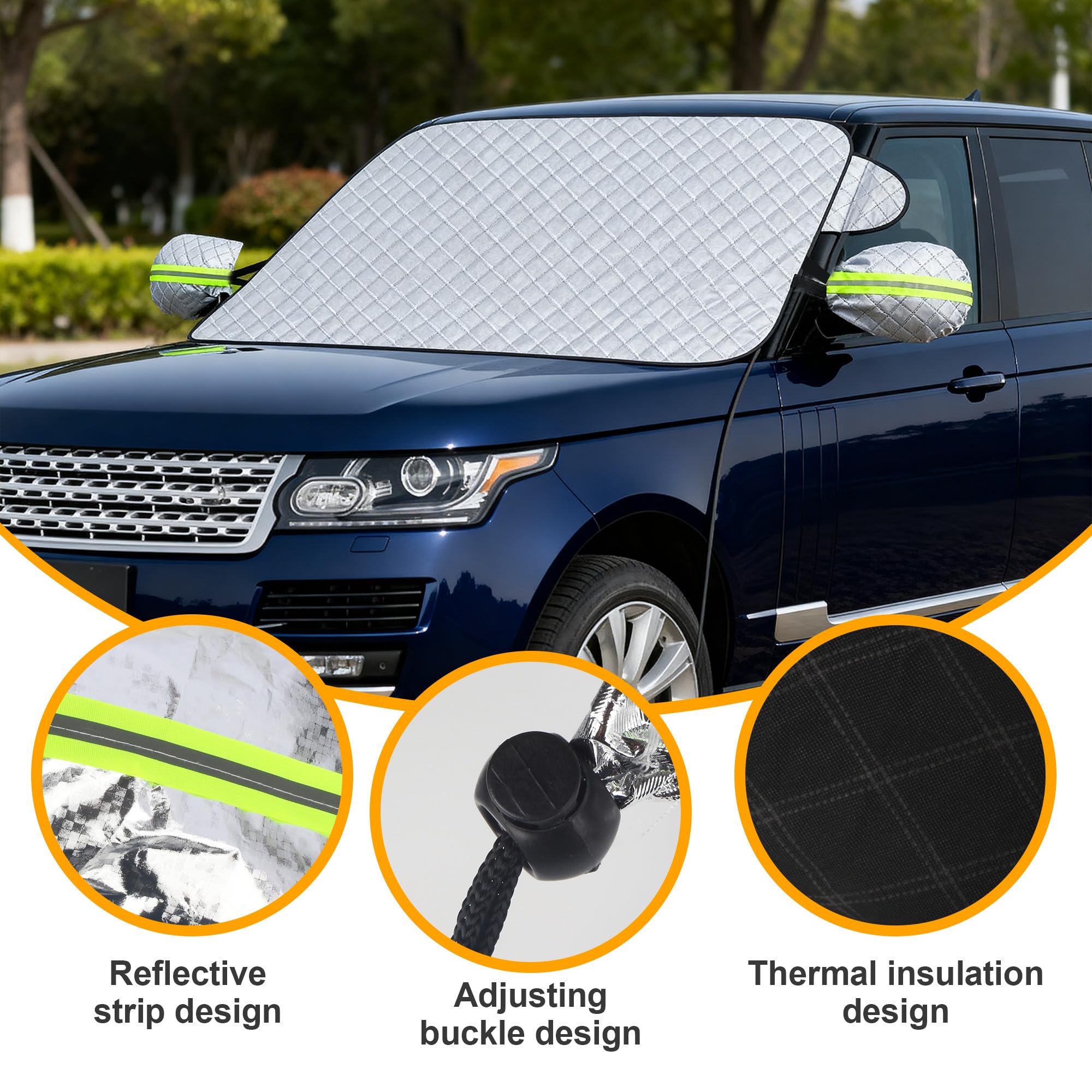 Protector de Parabrisas Delantero Universal, Parasol Exterior Coche,Cubierta para Parabrisas de Coche con Cubiertas de Espejo Que se Adapta a la mayoría de los vehículos, 150x100cm
