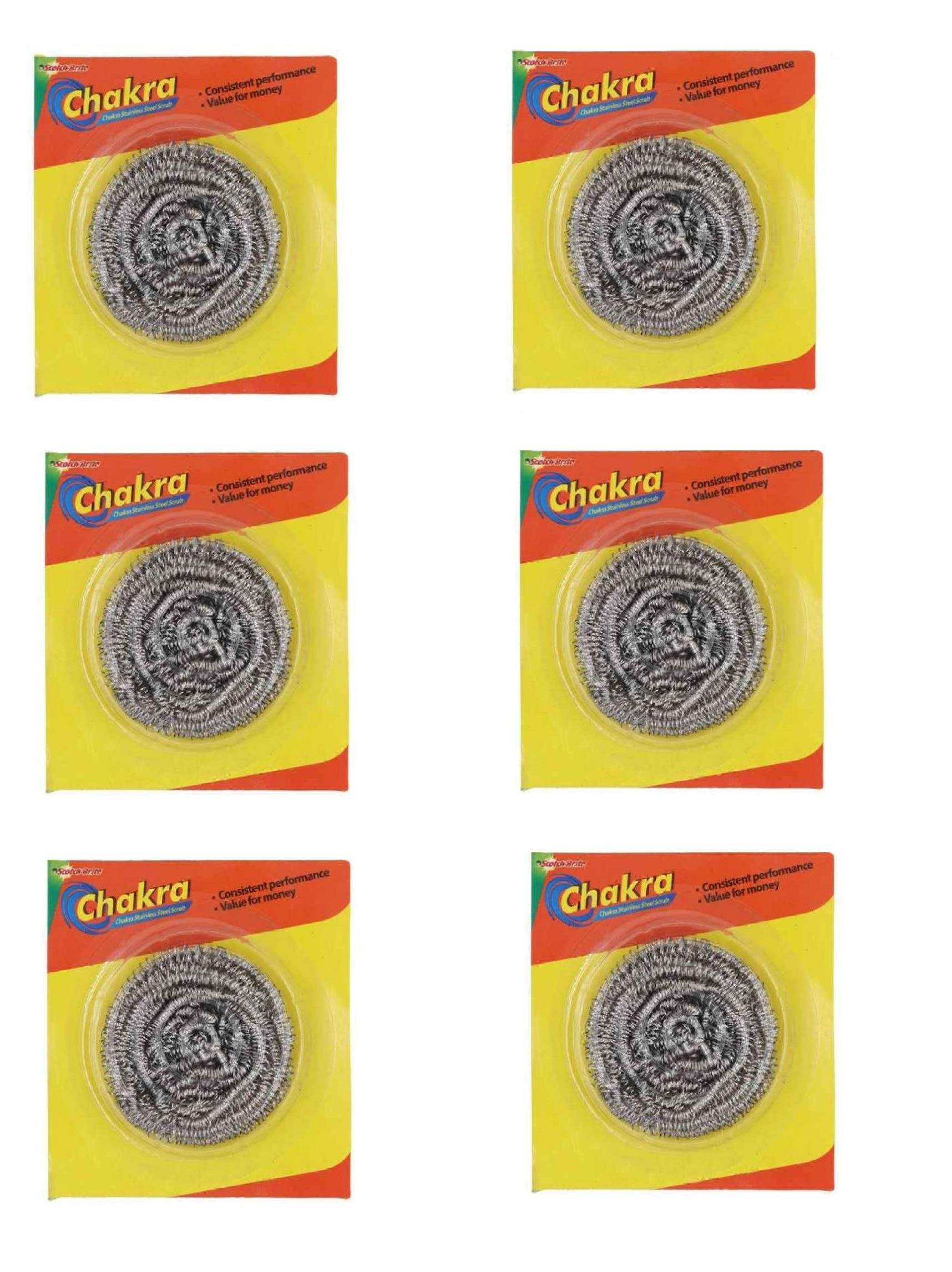 Scotch Brite Chakra Stainless Steel Scrub-Pack of 6