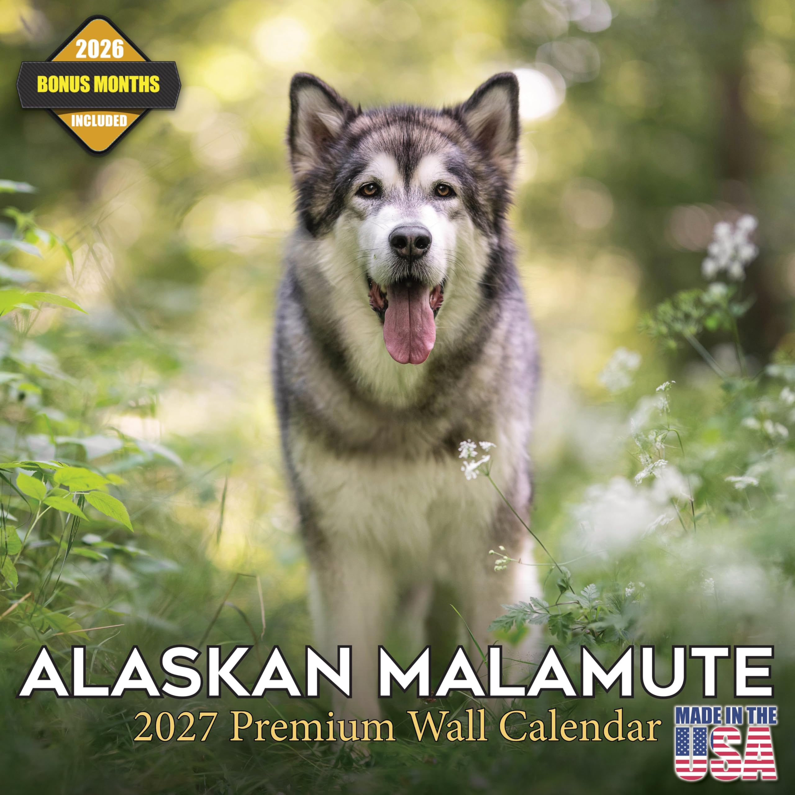 Alaskan Malamute Kalender 2027, 16-Monats-Wandkalender 2026 2027, Geschenk für Hundeliebhaber, dickes 100# Papier, große Schreibblöcke, hergestellt in den USA, Schlittenhund, Dekoration