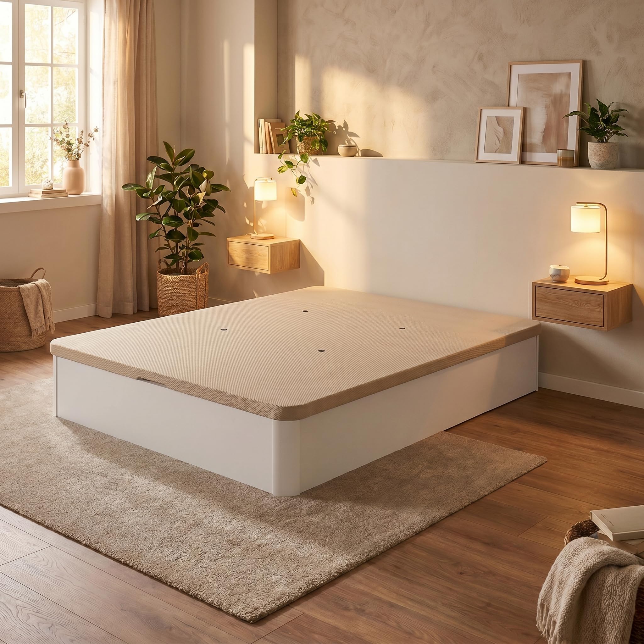 Shiito - Canapé Abatible Altea 90x190 cm Gran Capacidad Tapa 3D Transpirable Blanco