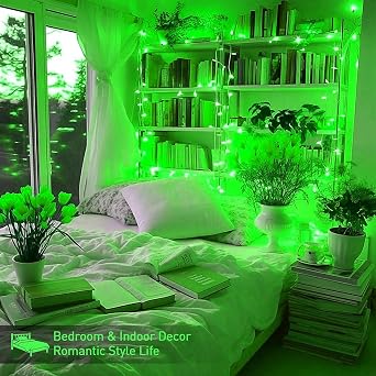 FULLBELL Christmas Decorations Green Christmas Lights, 66ft 200 LED Clear Wire for Christmas Tree Home Garden Indoor Outdoor Christmas Lights.