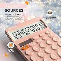 Vista 5 de CATIGA 12 Digit Desktop Calculator Basic Desk Calculator with Large LCD Display, Big Buttons, 4 Function, Solar and Battery Dual Power, for Office