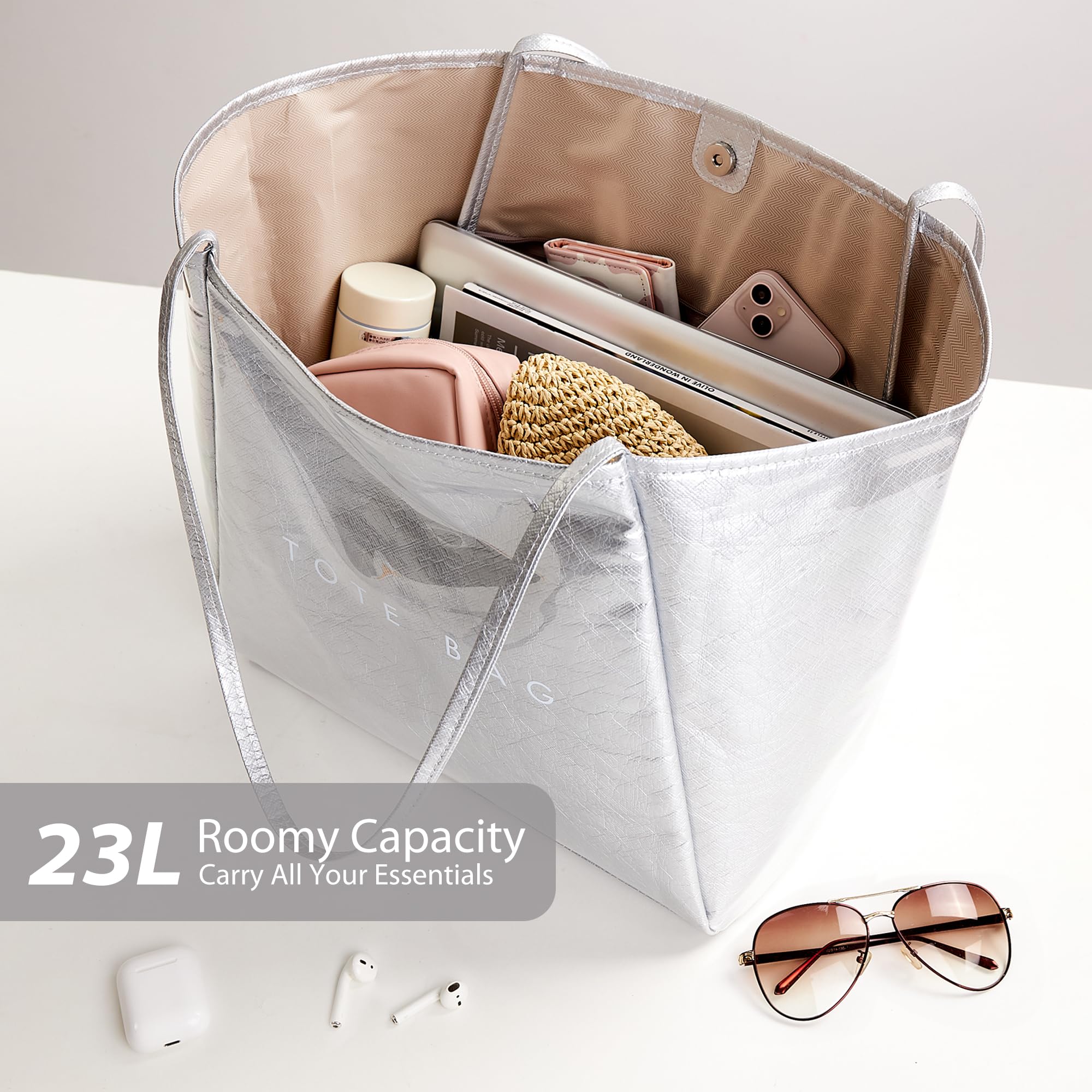 KALIDI Grand sac à main en PVC pour femme, sac de voyage de grande taille