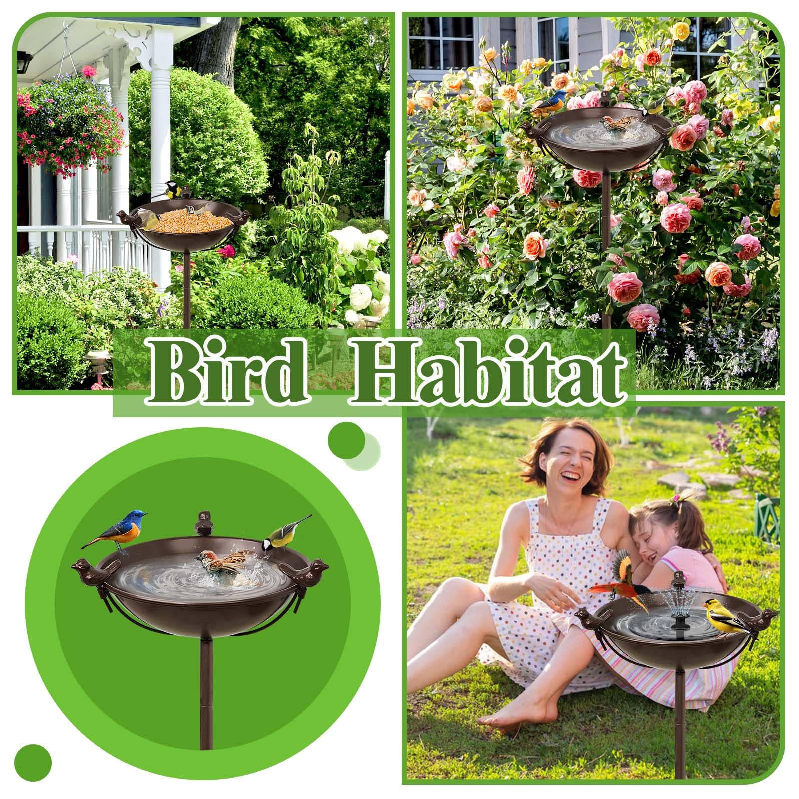 Giyiprpi Abreuvoir Oiseaux Sur Pied 120cm - Bain D'Oiseaux Antique En Fonte 27cm