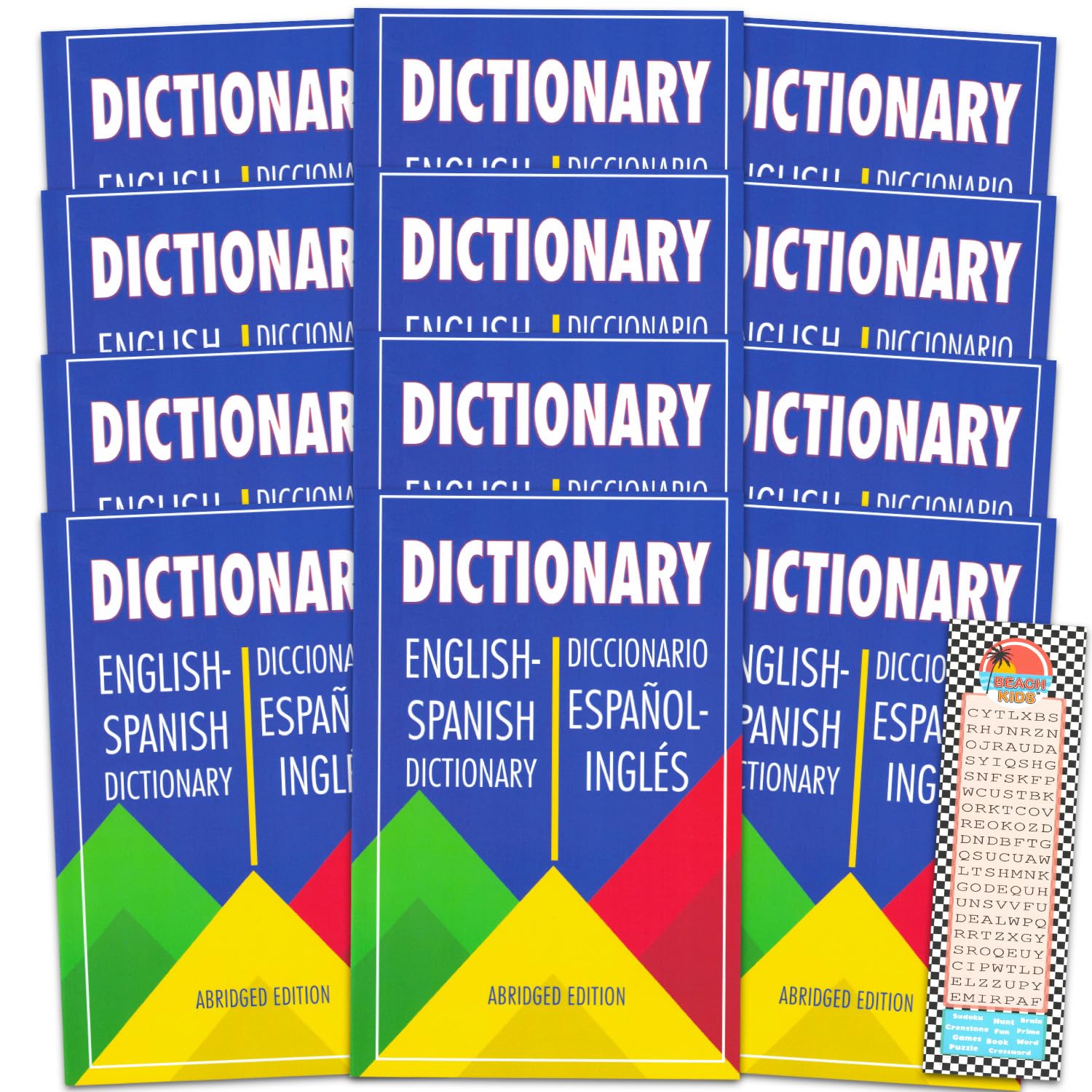 Websters - Diccionario de español a inglés 2025 para estudiantes, niños, adultos, juego de diccionario de aula con 12 mini diccionarios de español para bibliotecas, aulas | Libro de referencia