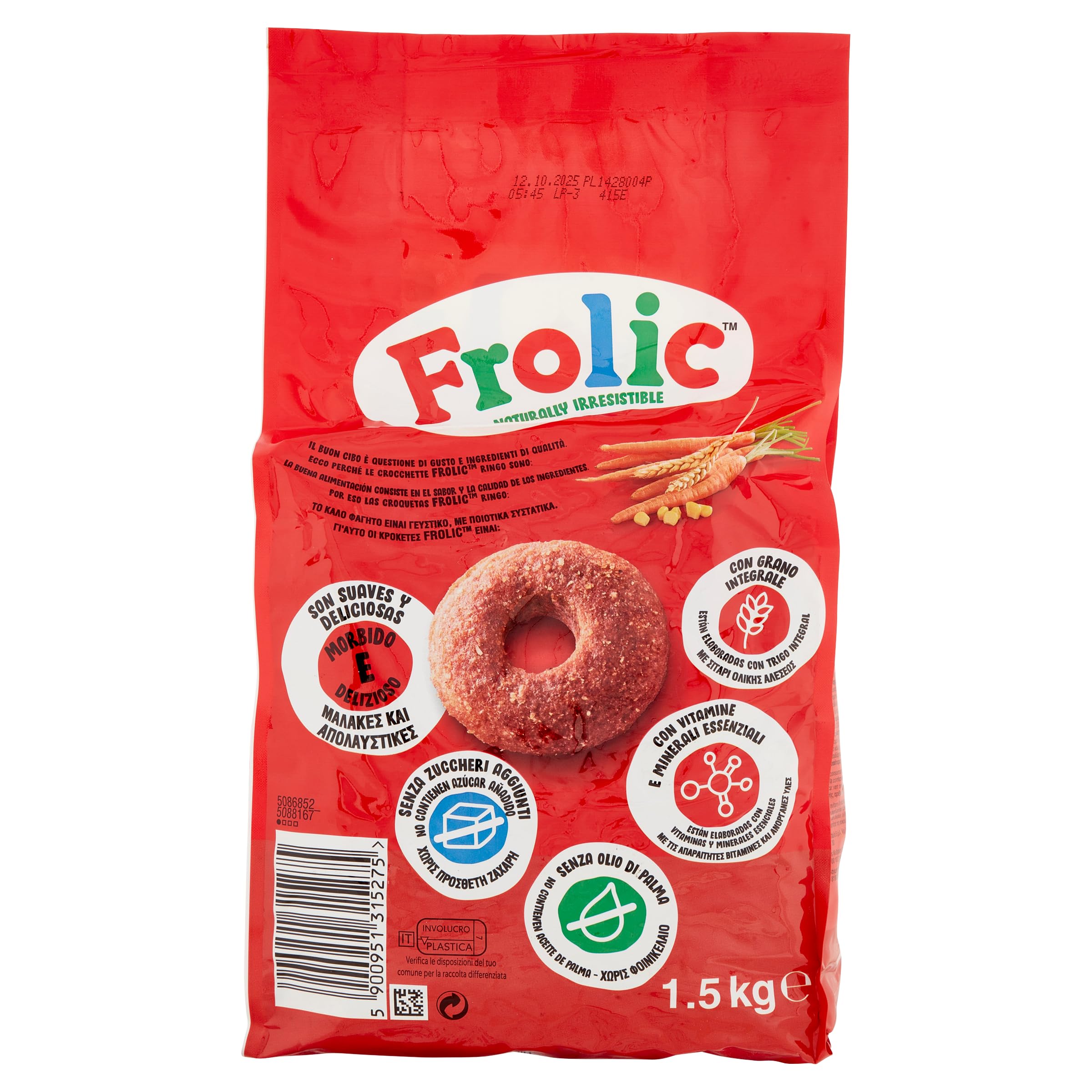Frolic Complete Croccantini per Cane, cibo secco al gusto di Manzo, Carote, e Cereali, 4 Sacchi da 1,5 kg