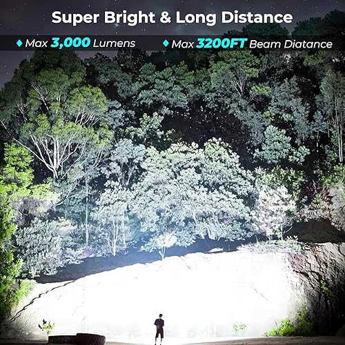 Miniatura 2 de Linternas recargables de alto lúmenes, 9000 lúmenes, luz LED súper brillante, potente linterna con 7 modos, luz COB, IPX7 impermeable para camping,