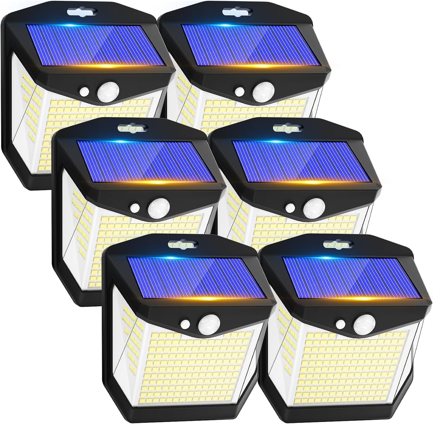 Solar Security Lights Outdoor Garden - 248 LED Solar Powered Outside Light 3 Modes Motion Sensor and 270°Wide Angle IP65 Waterproof Solar Power Wall Lighting For Fence Flood Door Garage Yard 6Pack