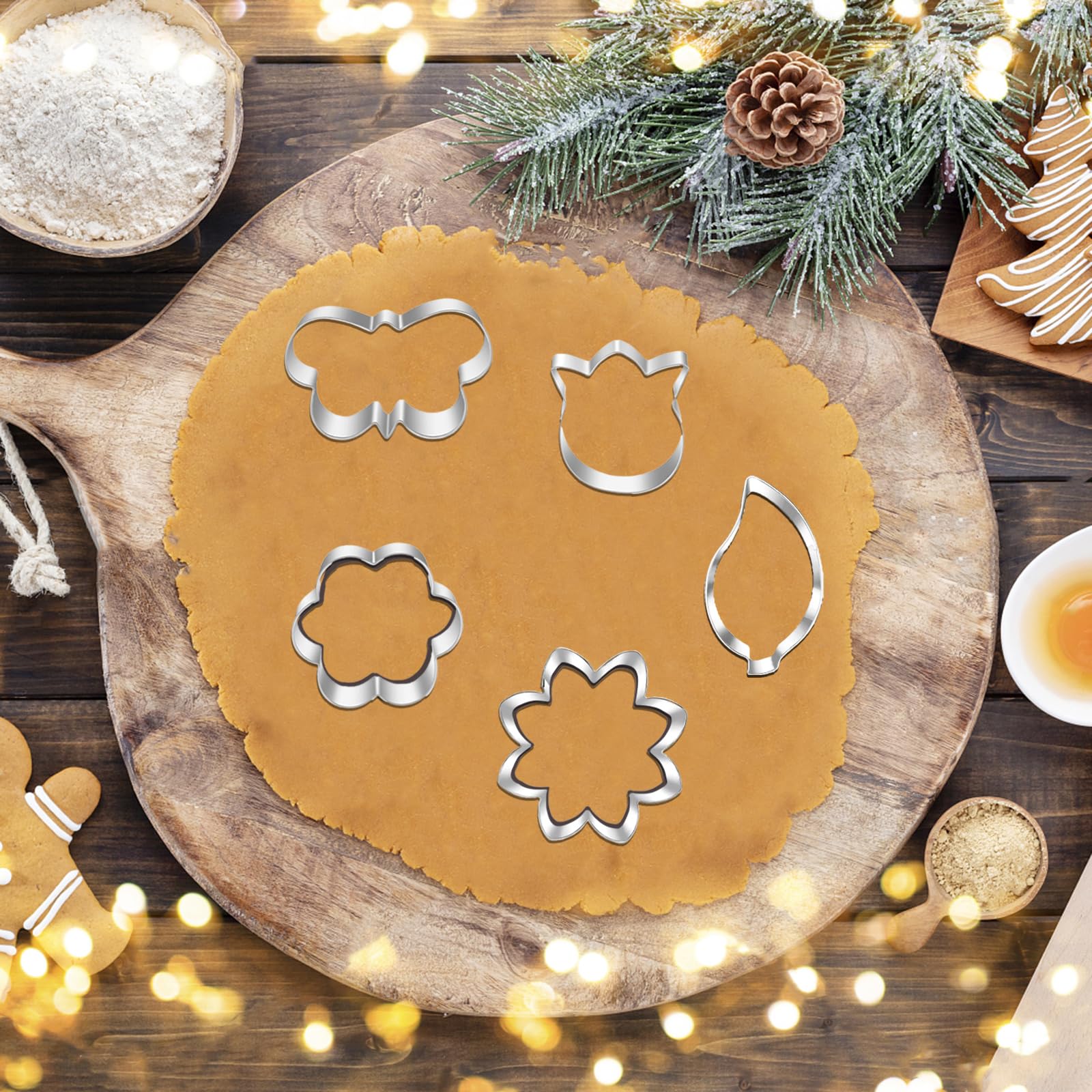 Metaltex Set 5 Formine Per Biscotti A Forma Di Fiore – Acciaio Inox, Dimensioni Variabili – Ideali Per Pasticceria Creativa E Cucina