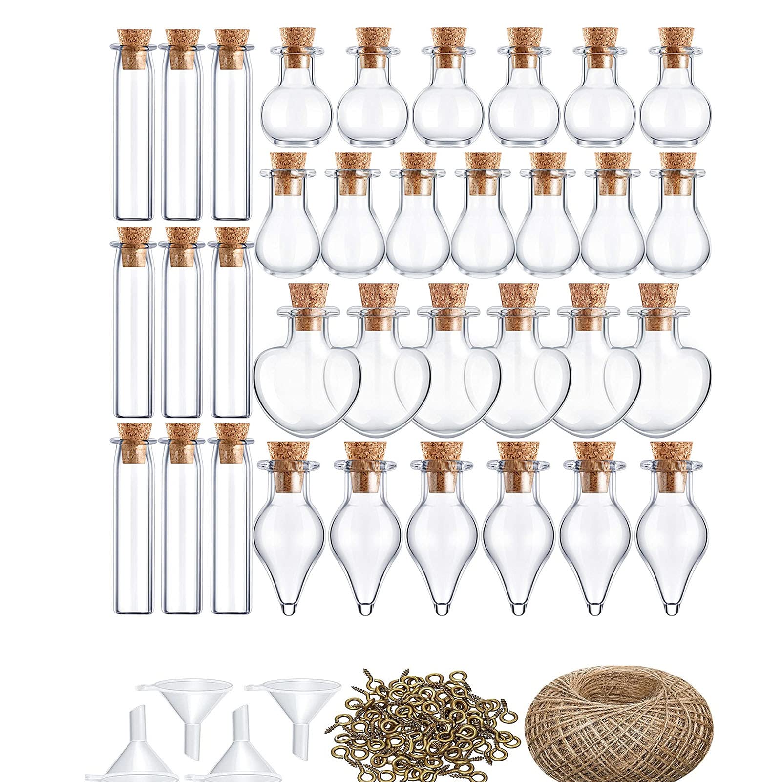 20 Mini-Glasflaschen Mit Korken – 16x35 Mm, Lebensmittelecht, Mit Metallanhänger, Für DIY, Hochzeitsgeschenke & Deko