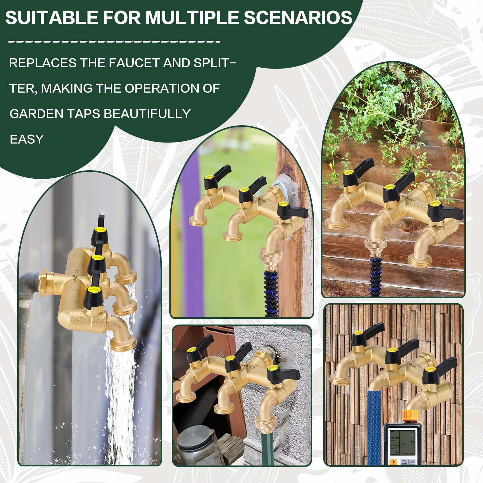 Snapklik.com : Heavy Duty Brass Outdoor Faucet, 3-Way Garden Faucet ...