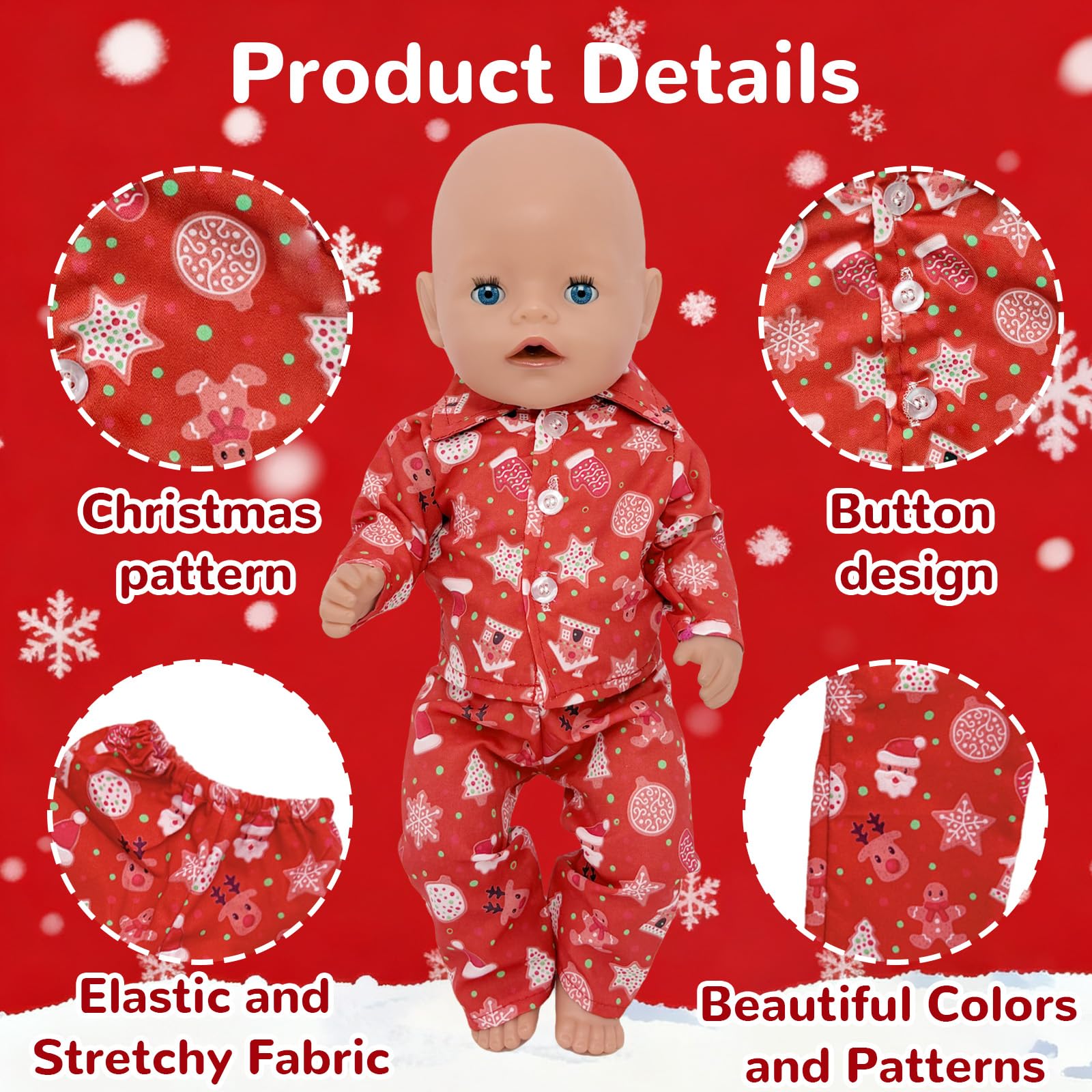 6 Pcs Baby Doll Clothes Compatible with 14-18 inch New Born Baby Dolls - Image 3