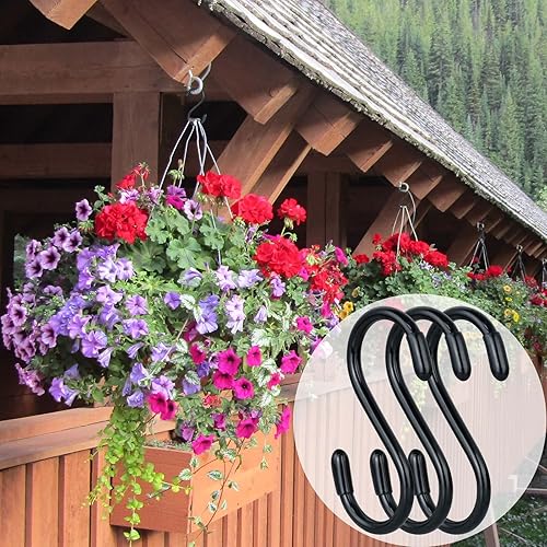 Miniatura 4 de Gancho en S recubierto de vinilo de 3 pulgadas, ganchos en S para colgar plantas, paquete de 10 ganchos en S antideslizantes y resistentes, pequeños