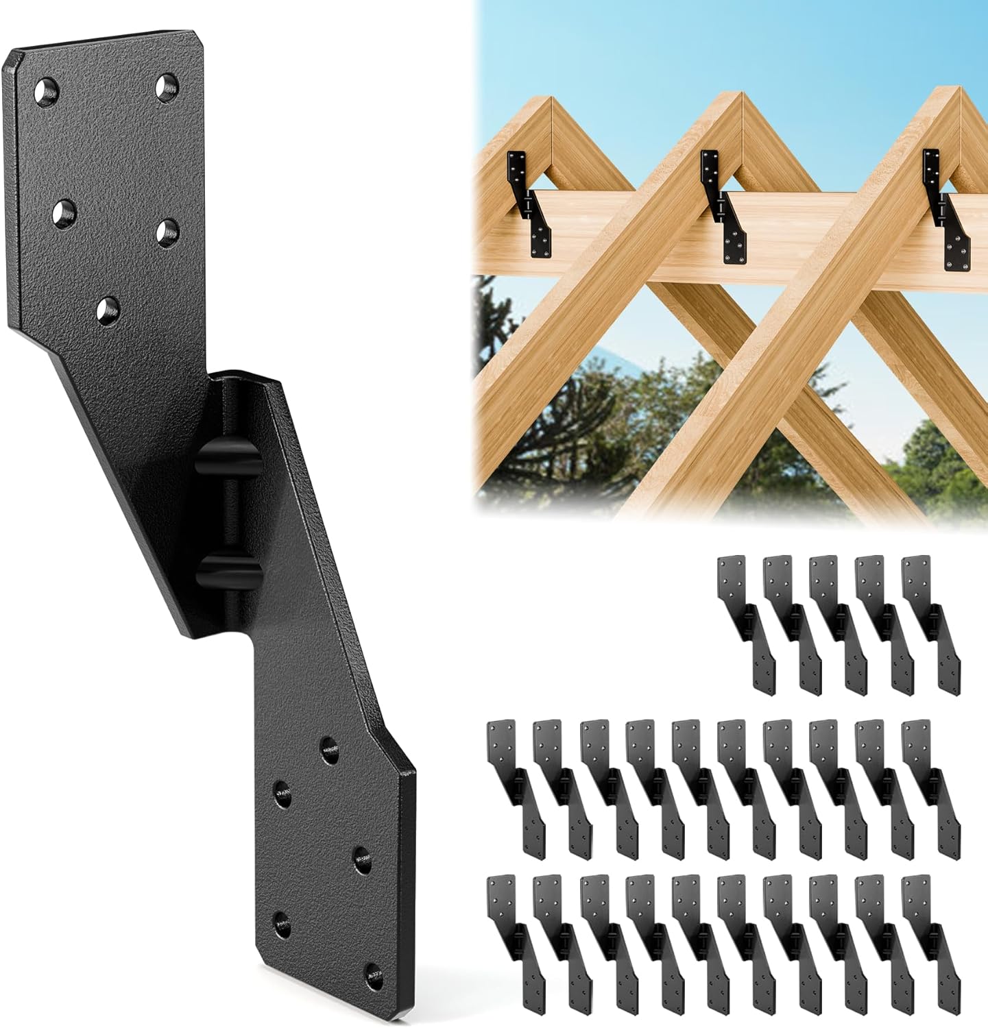 20 pcs Hurricane Ties for Rafters,Galvanized Hurricane Straps,18-Gauge Rafter Tie Brackets Connectors,Hurricane Clips for Roofing Trusses Wood Timber,Seismic Joist Hangers,Roof Brackets