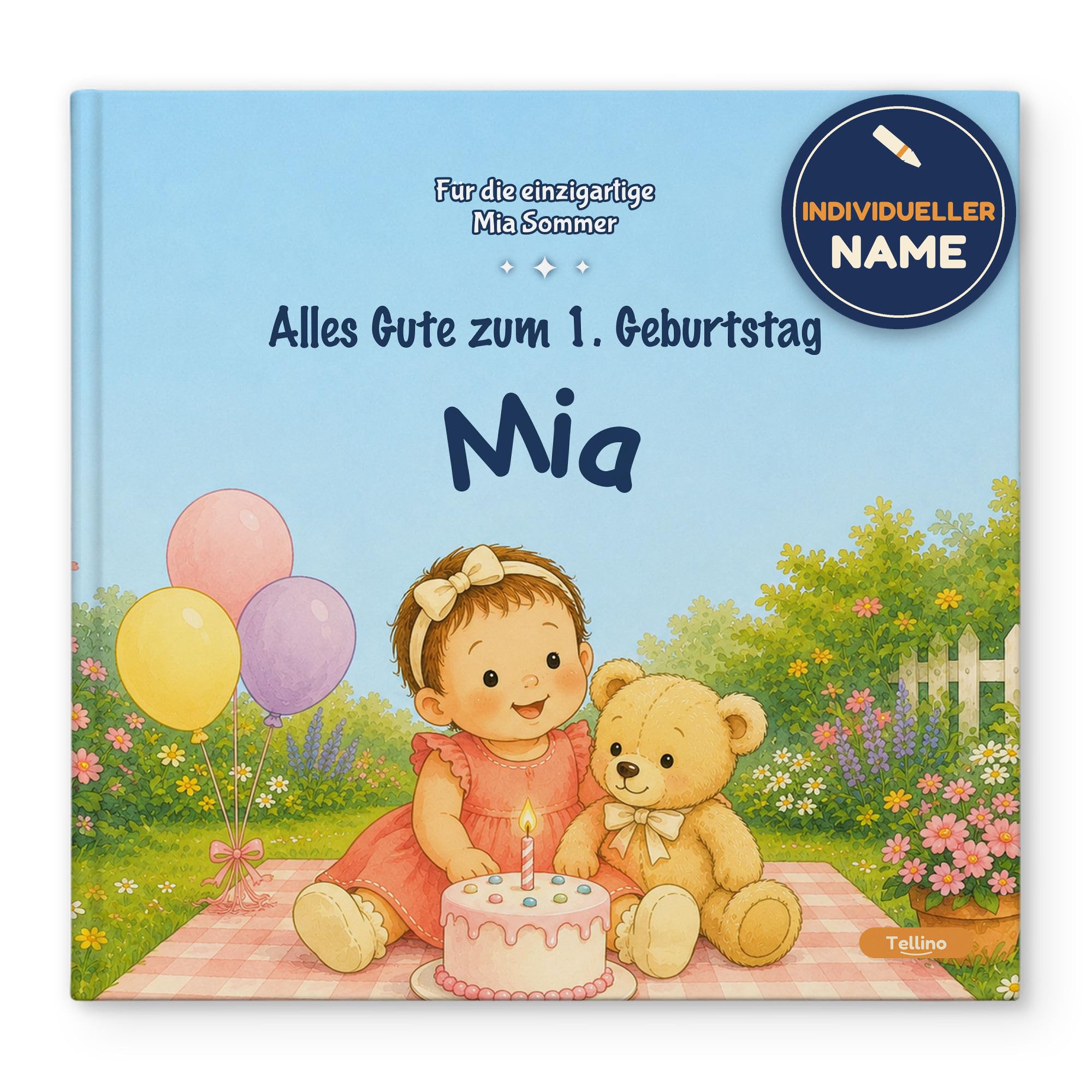 Personalisiertes Kinderbuch mit Namen zum 1. Geburtstag - Babybuch Mädchen, Figur frei wählbar - Hardcover inkl. Hörbuch - Geschenk für Enkelin & Patenkind