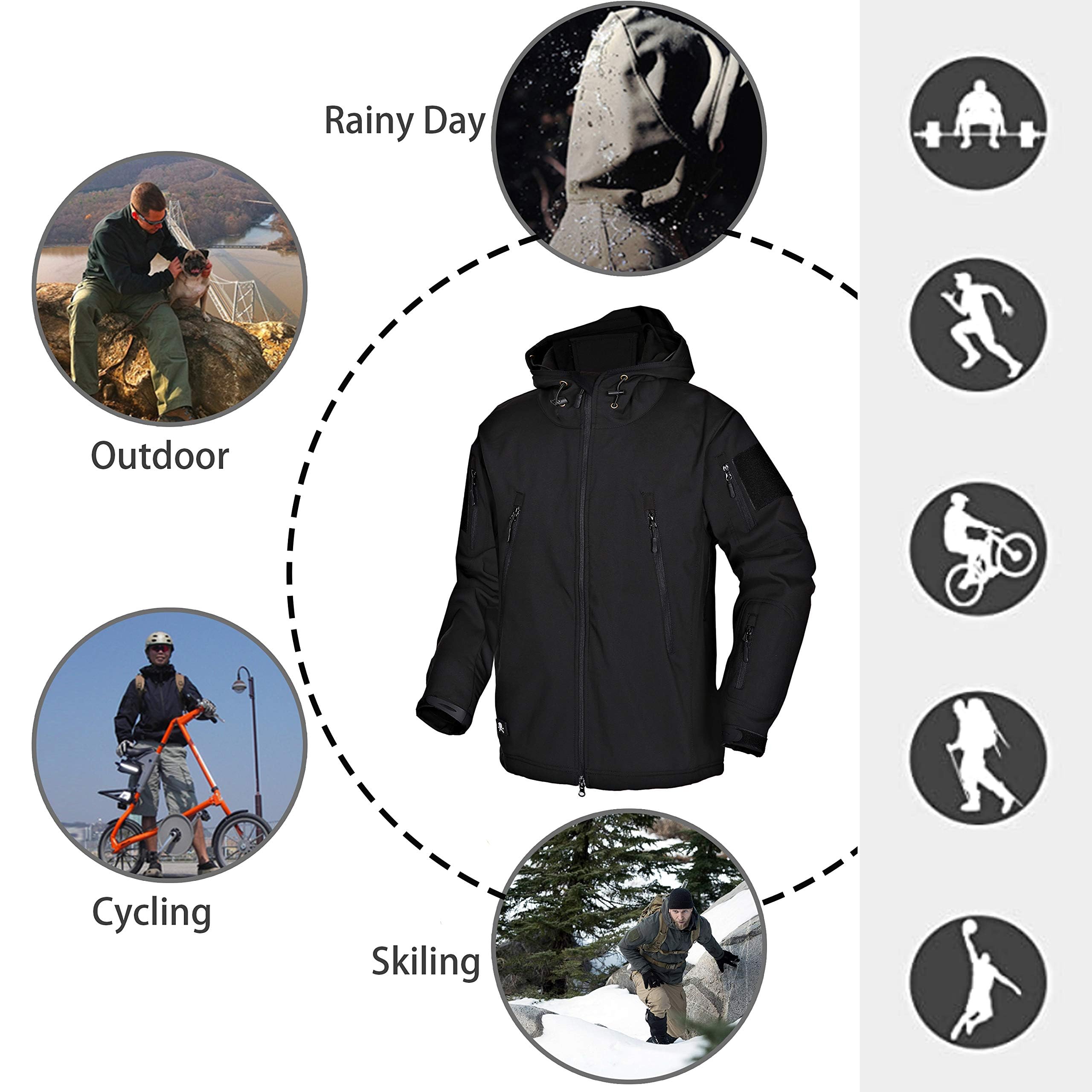Męskie kurtki wojskowe taktyczne wodoodporne softshell polar zima outdoor bluza z kapturem