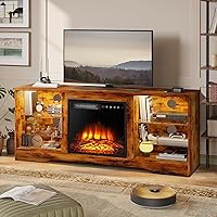 Vista 2 de LEMBERI Soporte de TV con Chimenea de 58 Pulgadas para TVs de hasta 65 Pulgadas, Consola con Chimenea Eléctrica de 18'' y Control Remoto, Centro