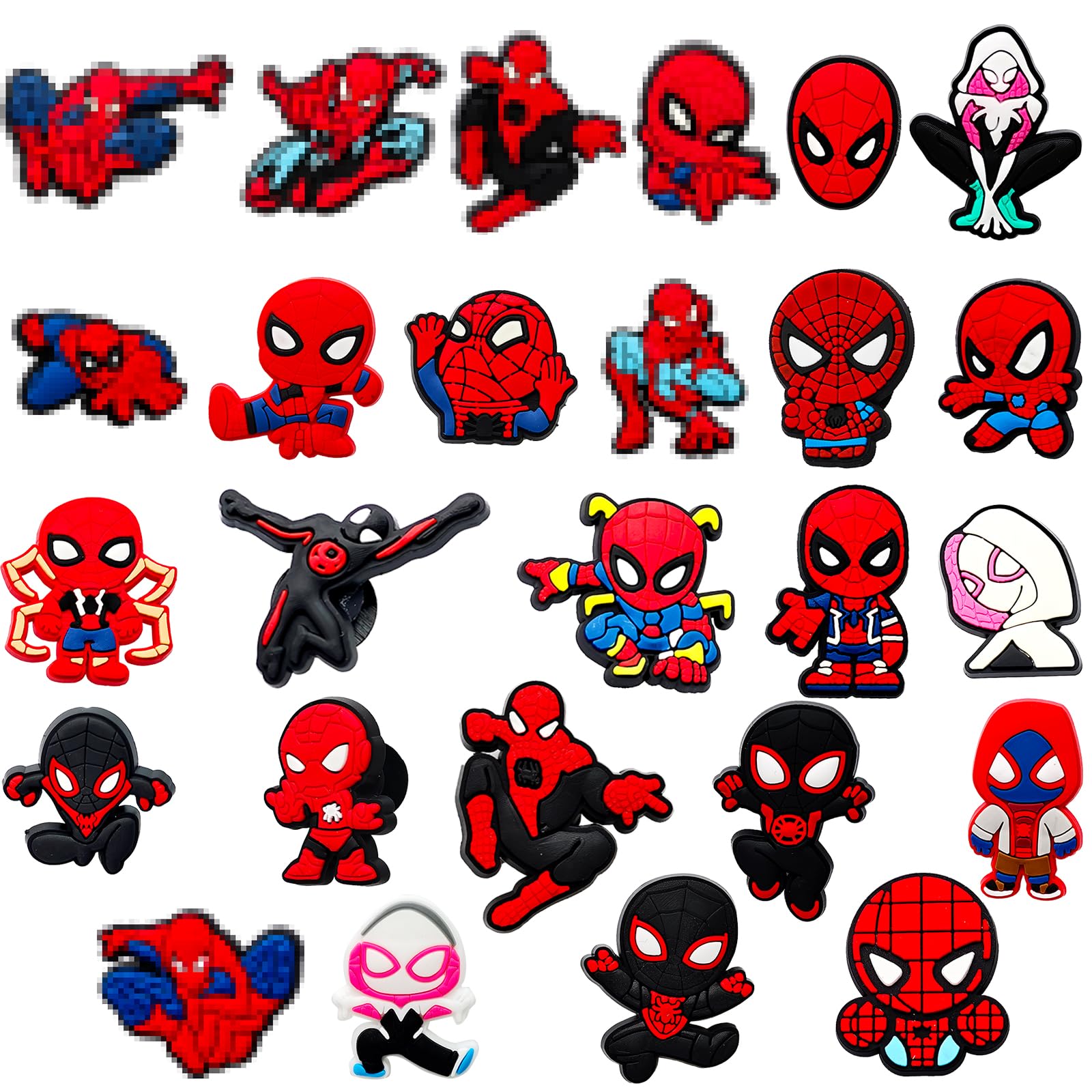 GOACRS Schuhanstecker für Clogs, 26 Stück Schuh Charms, Cartoon Spidey Schuhanhänger, DIY Schuh Anstecker Set, Abnehmbare PVC Aufstecker Stecker, Shoe Pins Dekoration Zubehör für Kinder und Teenager