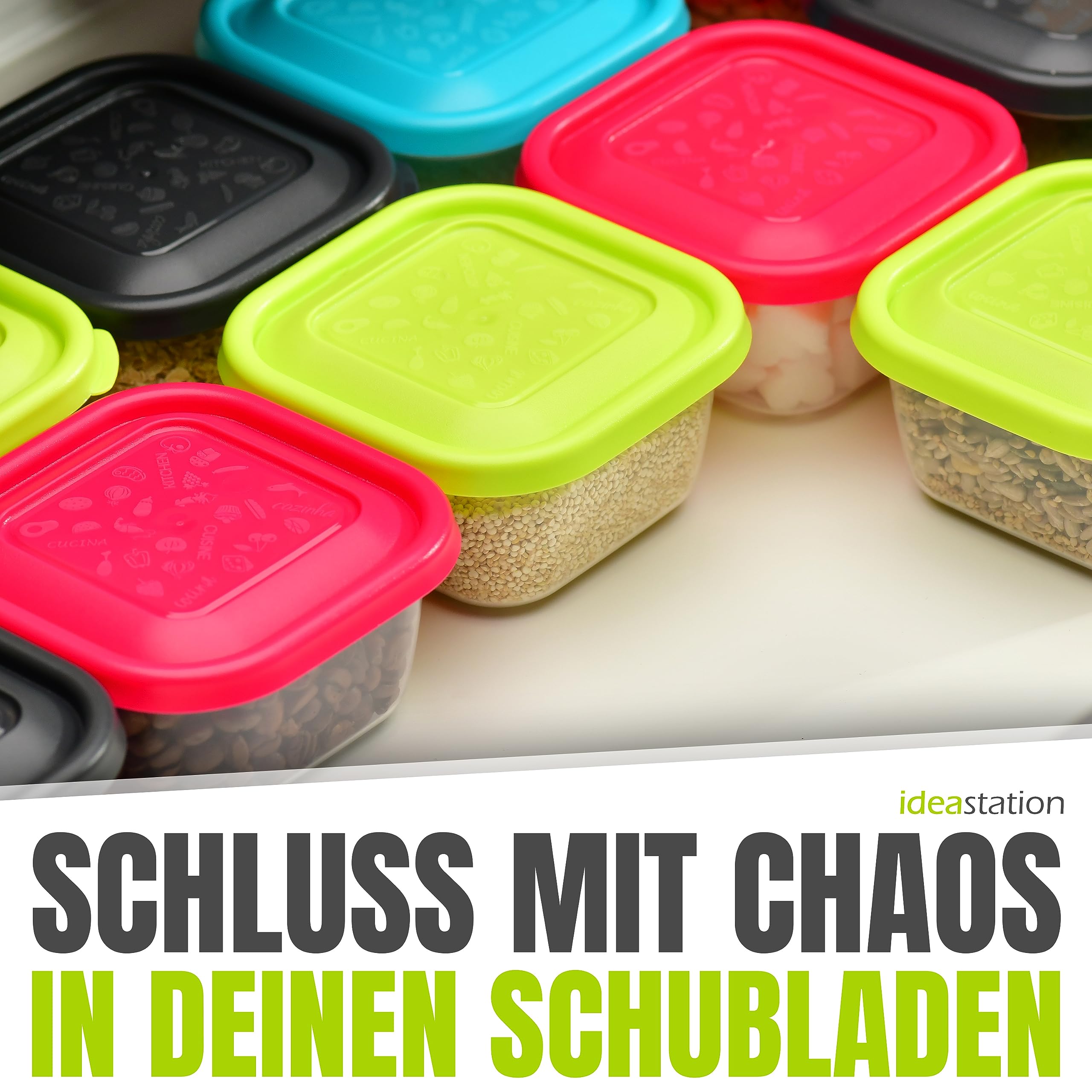 Gefrierdosen 300ml mit Deckel 12 Stück - bunt - stapelbare Dosen mit Deckel - kleine Frischhaltedosen - Behälter zum Einfrieren