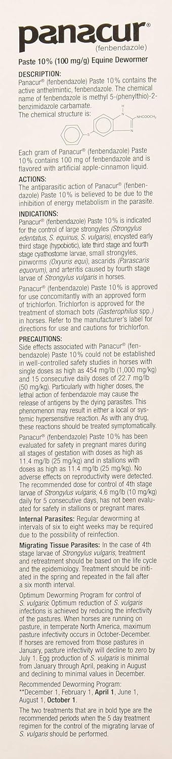(3 Pack) PANACUR Dewormer Horse Paste 10%, 100mg Each : Pet Supplies