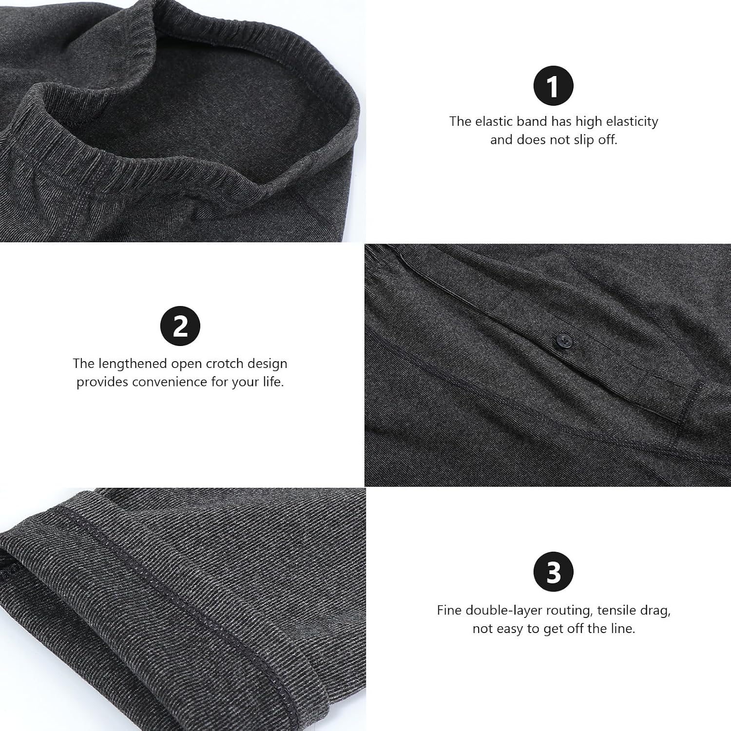 Men's Thermal Pants Elastic Traceless Long Pant Warm Autumn Winter Trousers Chemical Fiber Polyester Chinlon Material Suitable for Cold Weather Black