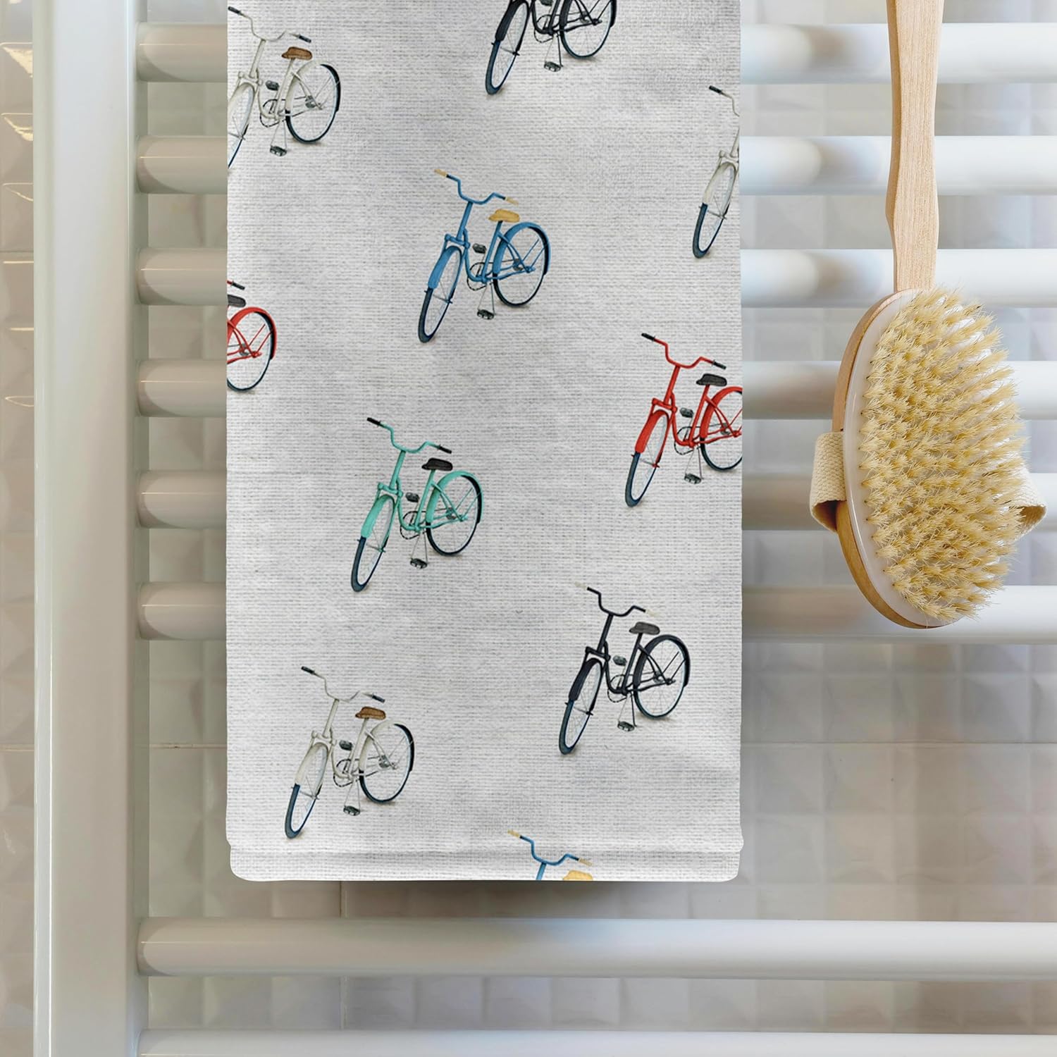 3dRose Red, Aqua, Blue, Bike Pattern 22x30 Bath Hand Pool Towel