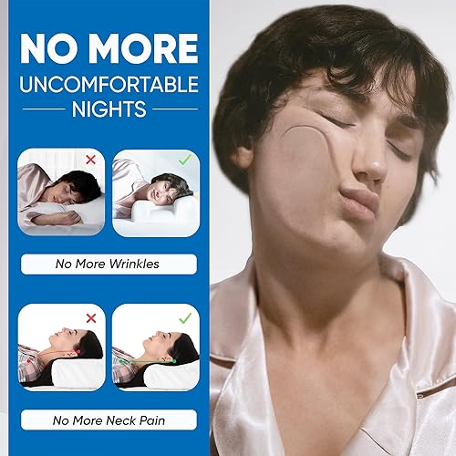 Miniatura 3 de Almohada de belleza facial impecable, almohada cervical para el cuello de espuma viscoelástica antienvejecimiento y antiarrugas, almohada cervical