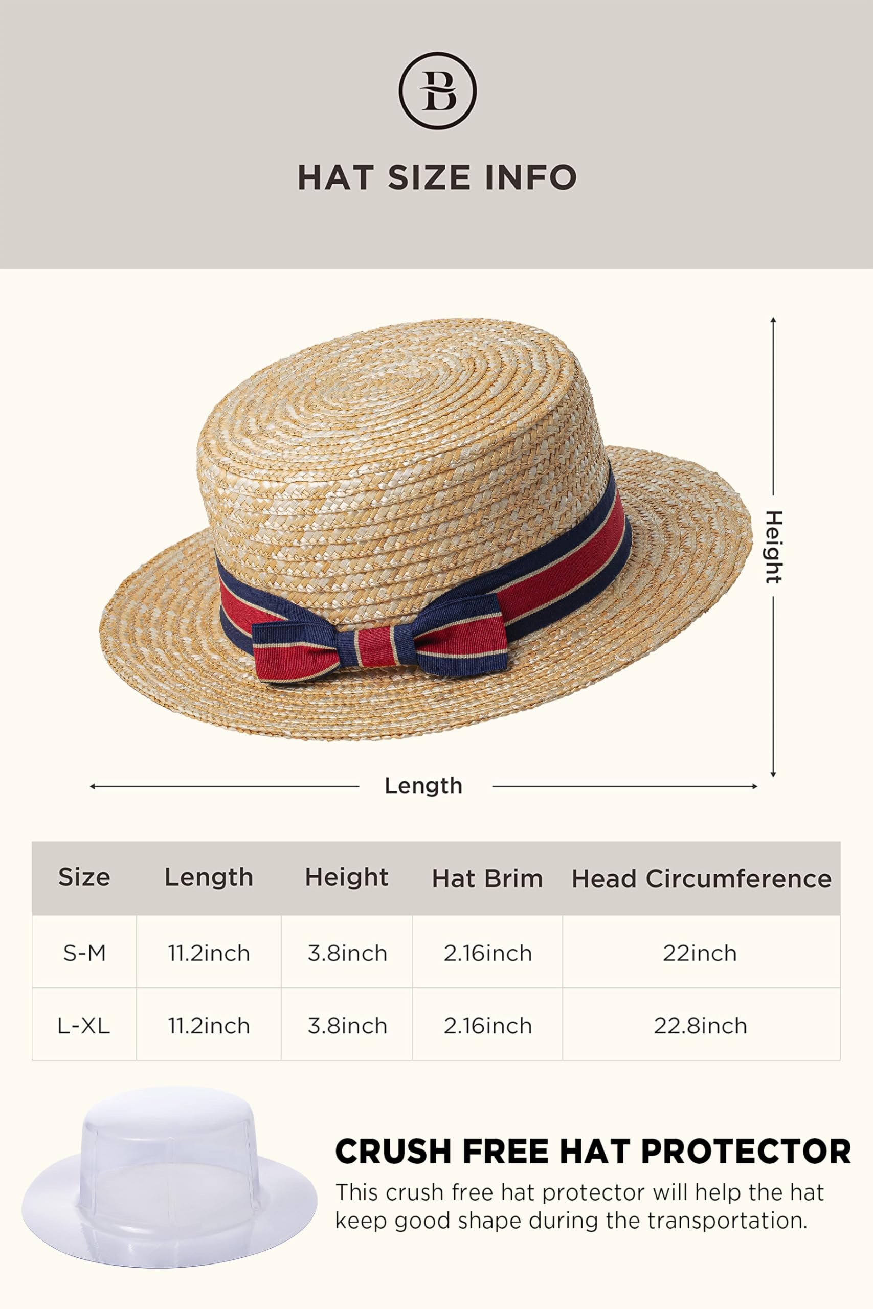 BABEYOND Men's 1920s Brim Boater Hat Gatsby Straw Hat 20s Costume Accessories
