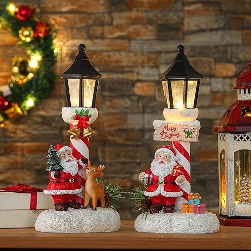 Miniatura 7 de Karenhi Paquete de 2 decoraciones de mesa de Navidad iluminadas, figuras de muñeco de nieve de Navidad, decoración de centros de mesa de muñeco de