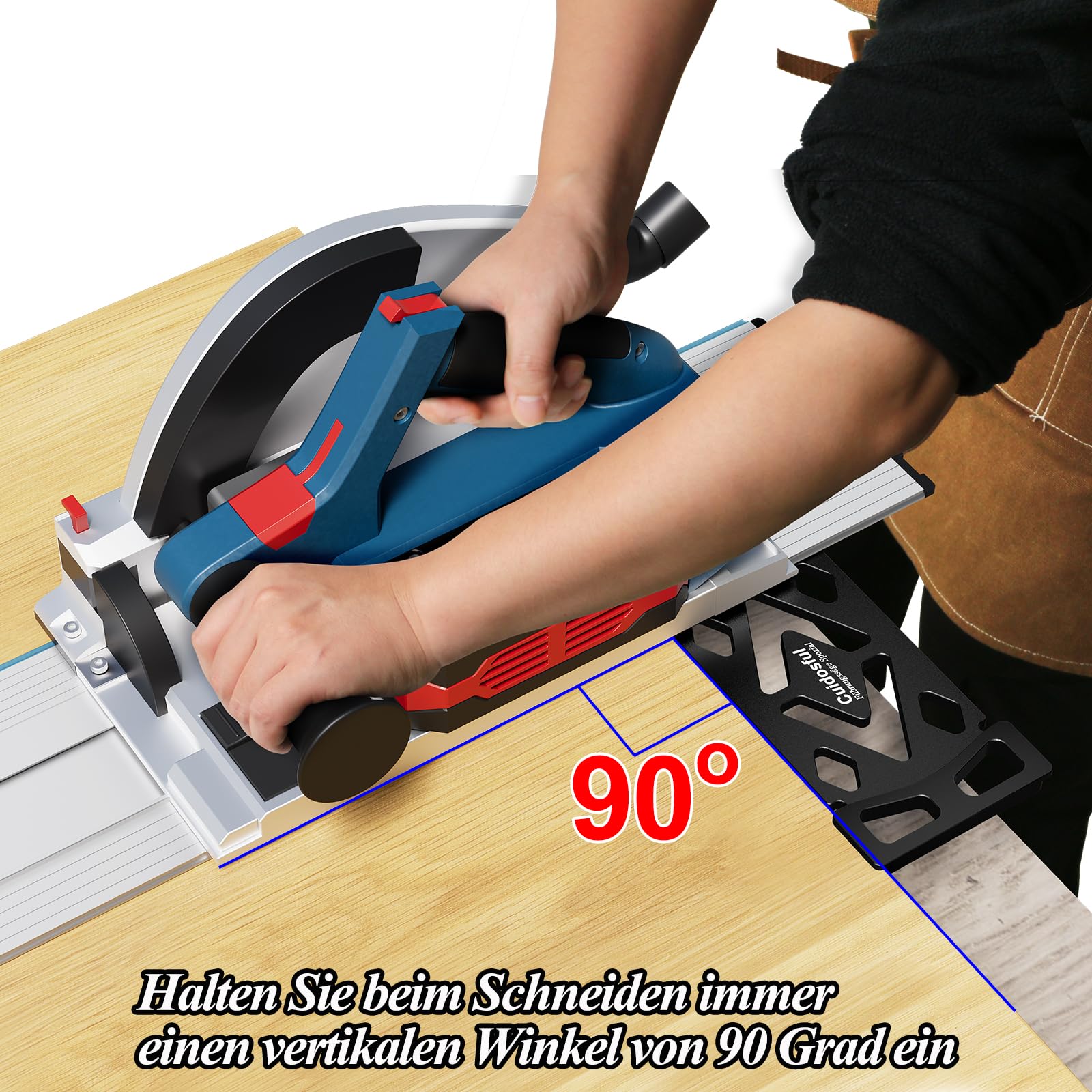 Butée d'angle fraisée CNC à 90° pour rail de guidage Bosch FSN - Butée d'angle précise pour les coupes verticales dans le travail du bois, compatible avec les systèmes Bosch FSN, idéale pour le