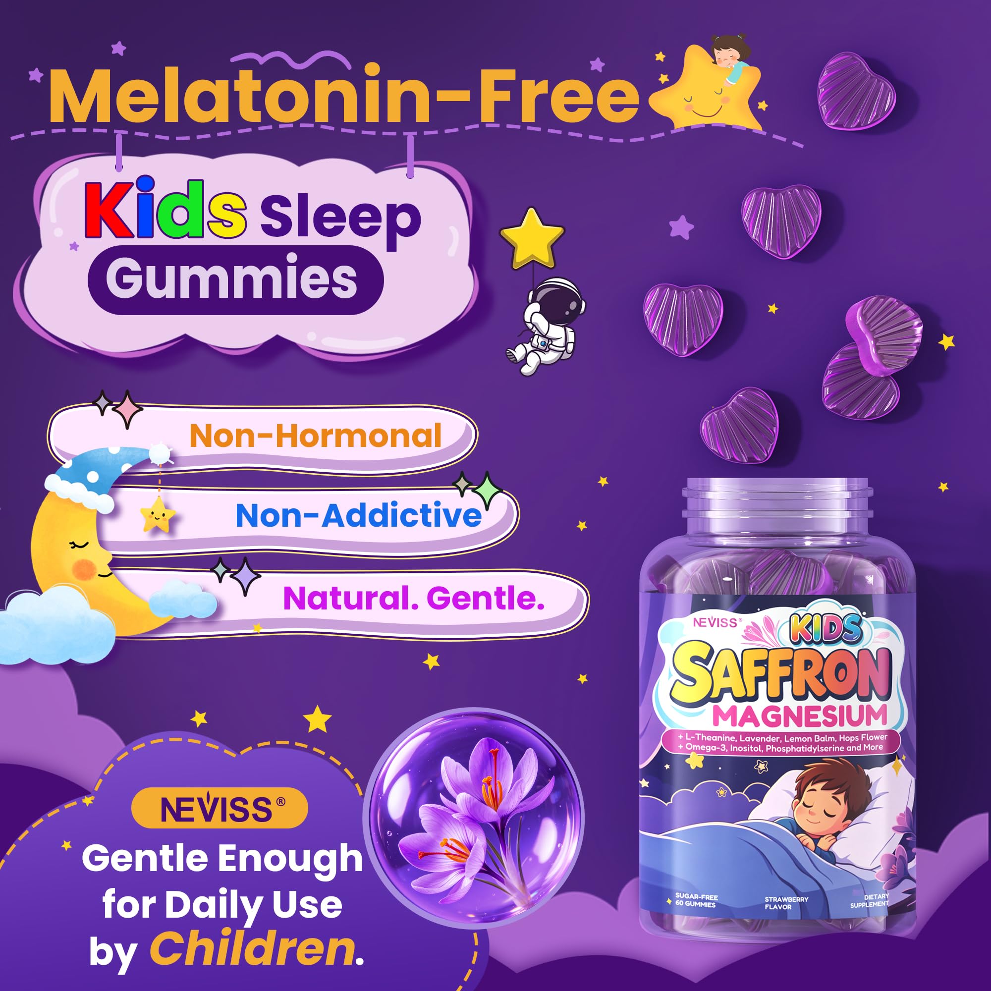 Saffron Teen Kids Sleep & Calm Focus Gummies + Magnesium Glycinate, Mood — Amazon image 7