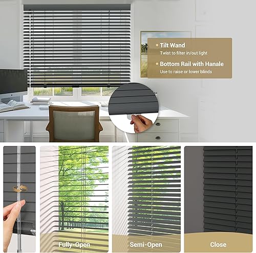 Miniatura 3 de Mini persianas de aluminio, persianas de ventana sin cordones de 1 pulgada, persianas horizontales personalizadas, para oscurecer la habitación,