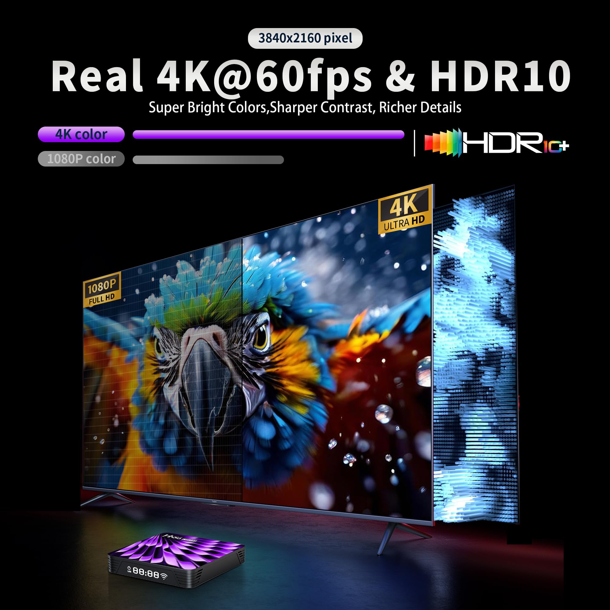 Smart TV Box Android 14.0, 2026 HD 8K Android Box RK3518 RAM 2G ROM 16G Supporto WiFi6 Enternet 10/100M BT 5.0 USB 3.0 Internet TV Box HD 8KHDR10+ Smart Client Media Streaming Voice Remote HS86 PRO14