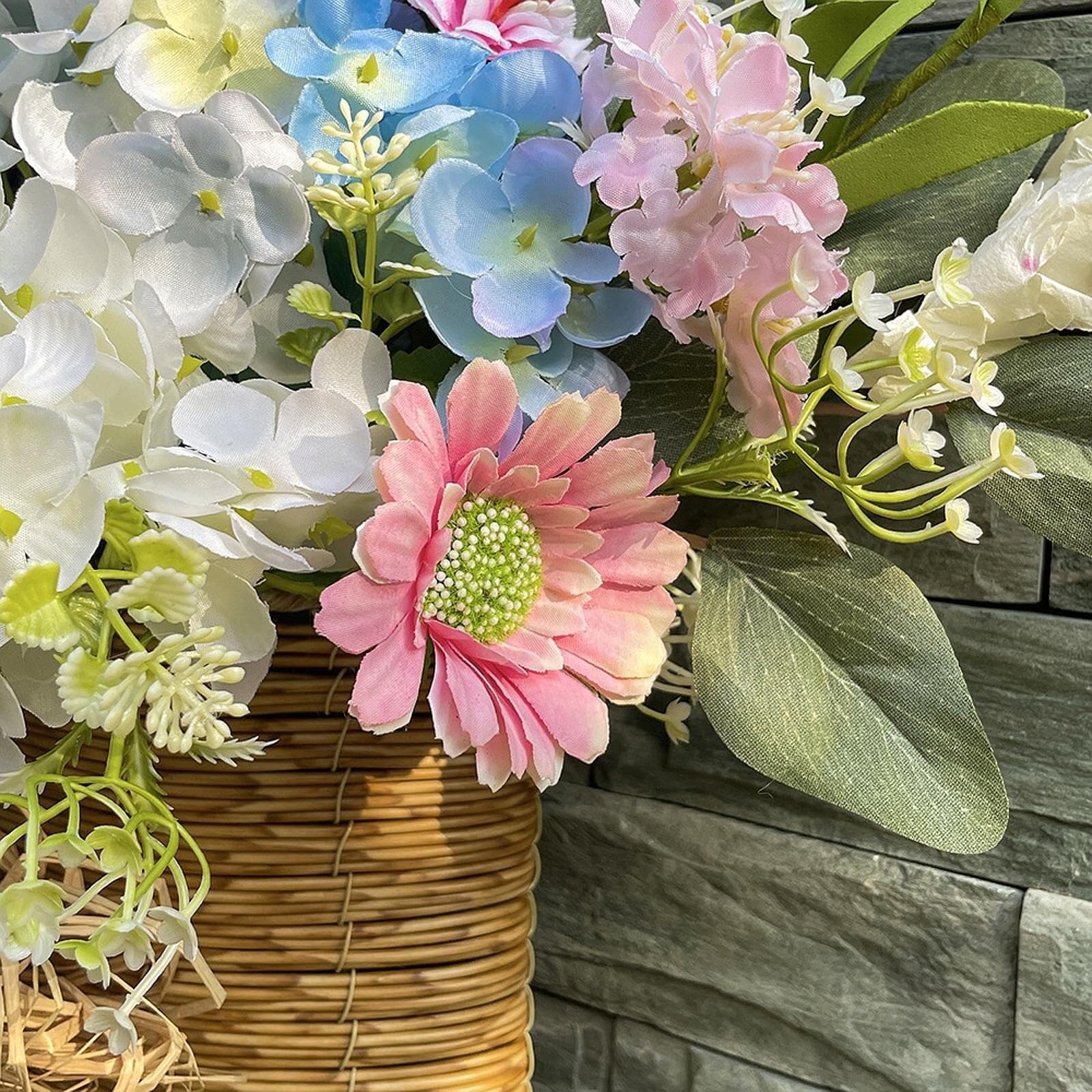 Ghirlanda per porta d'ingresso, ghirlanda con fiori artificiali, segno di benvenuto, ghirlanda primaverile per festival, decorazione autunnale