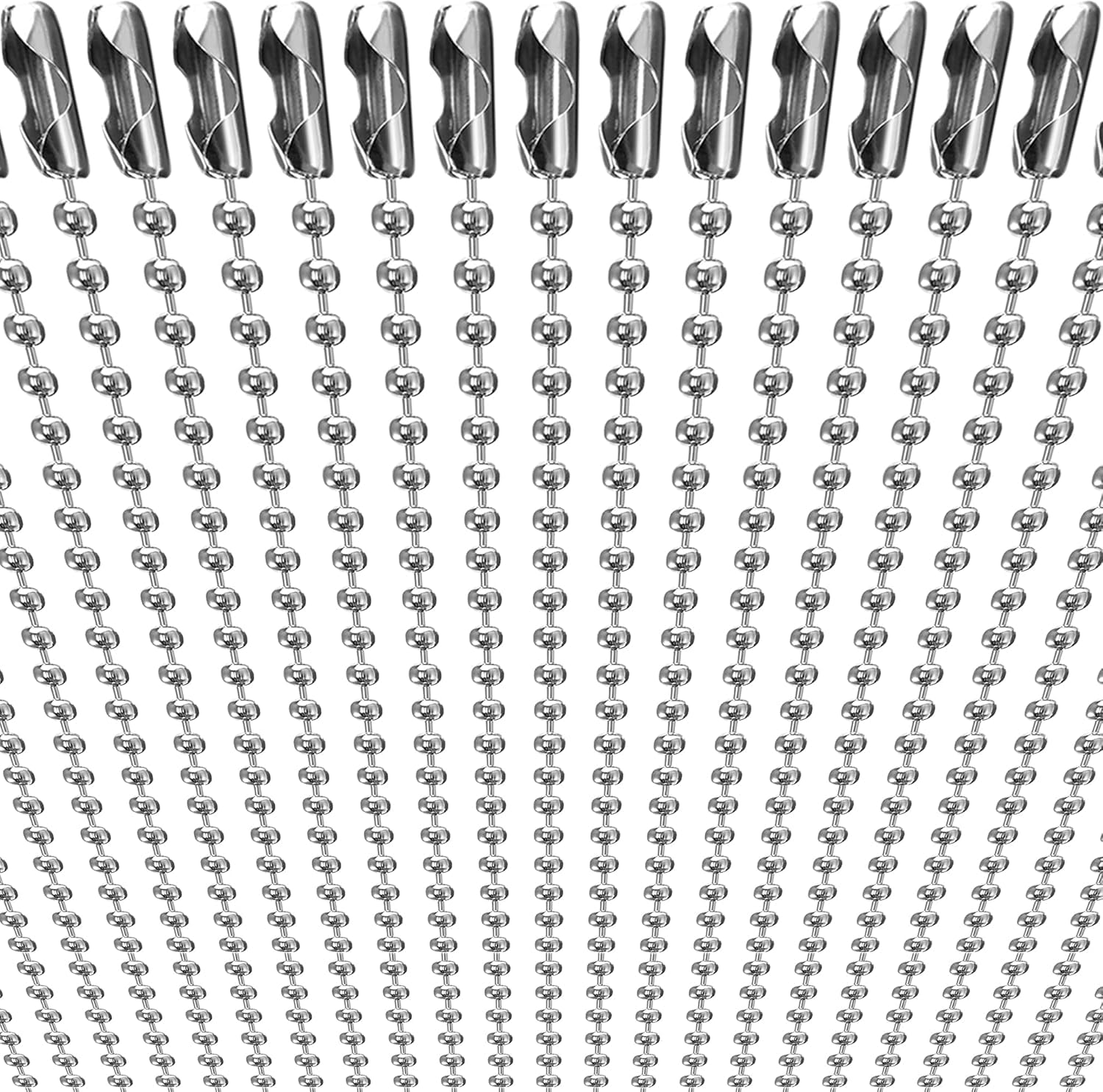 50-Pack Dog Tag Chain Ball Chain Necklace Bulk, Beaded Necklace Chains for Jewelry Making DIY Crafts, Military Blank Dog Tag Necklace for Men, Silver Nickel Plated Metal 24" Long 2.4mm Ball Bead Chain