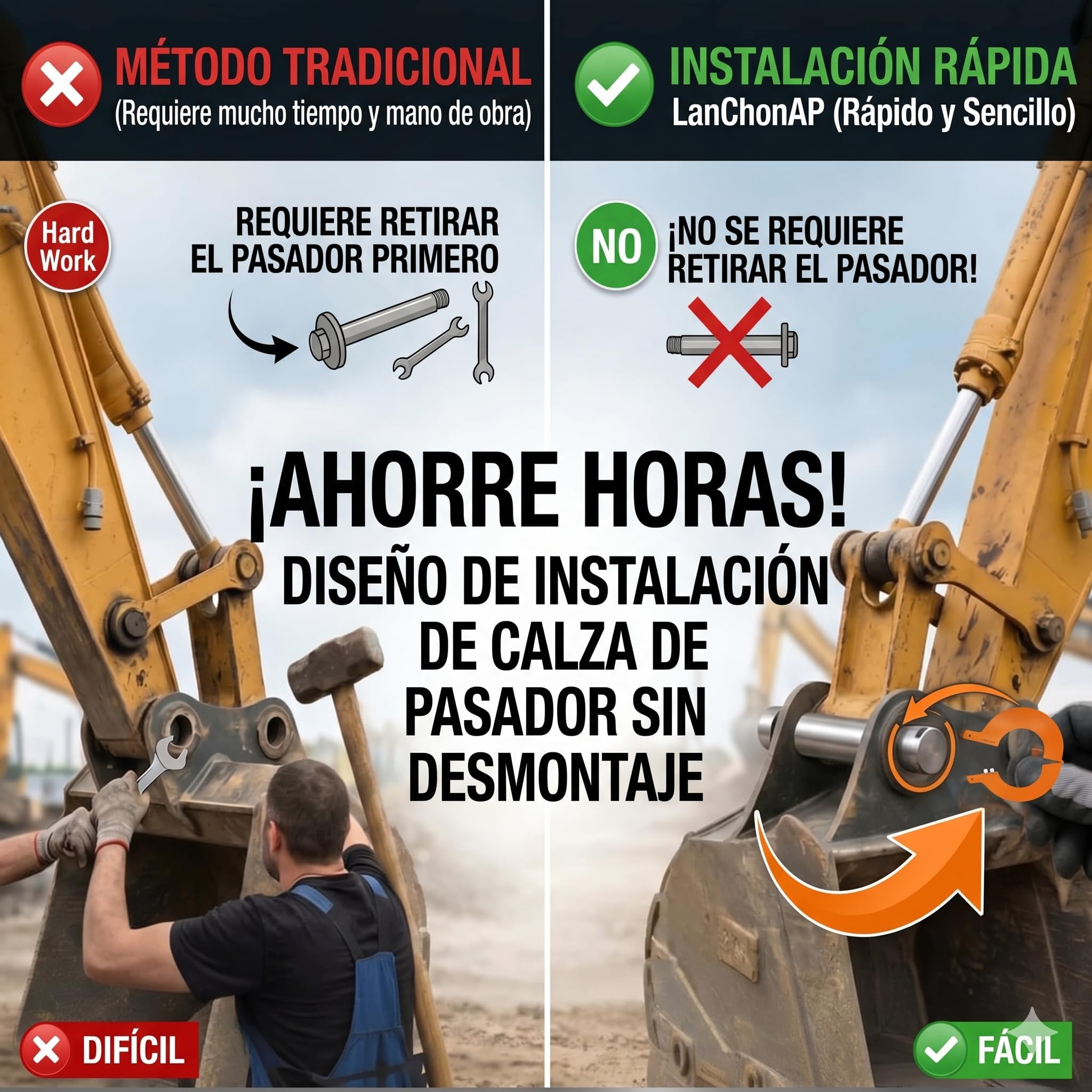 [Paquete de 10] Juego de Arandelas para Pasadores de Cuchara de Excavadora – Ajuste para Pasadores de 50 mm, Grosor de 3 mm, Compatible con Equipos JCB, Kubota, CAT, Komatsu